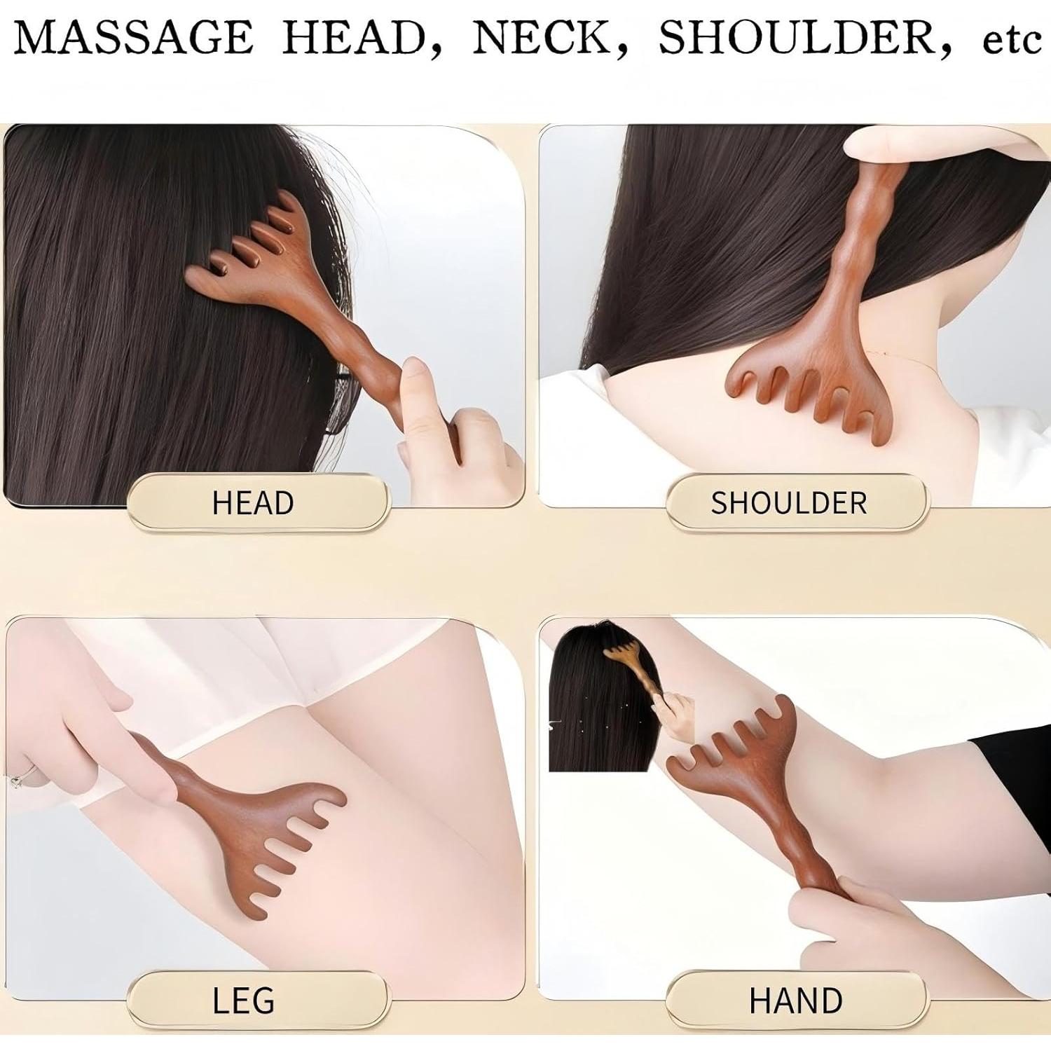 Peine de Masaje de Sándalo KINTEGOOD Mango Largo 15cm