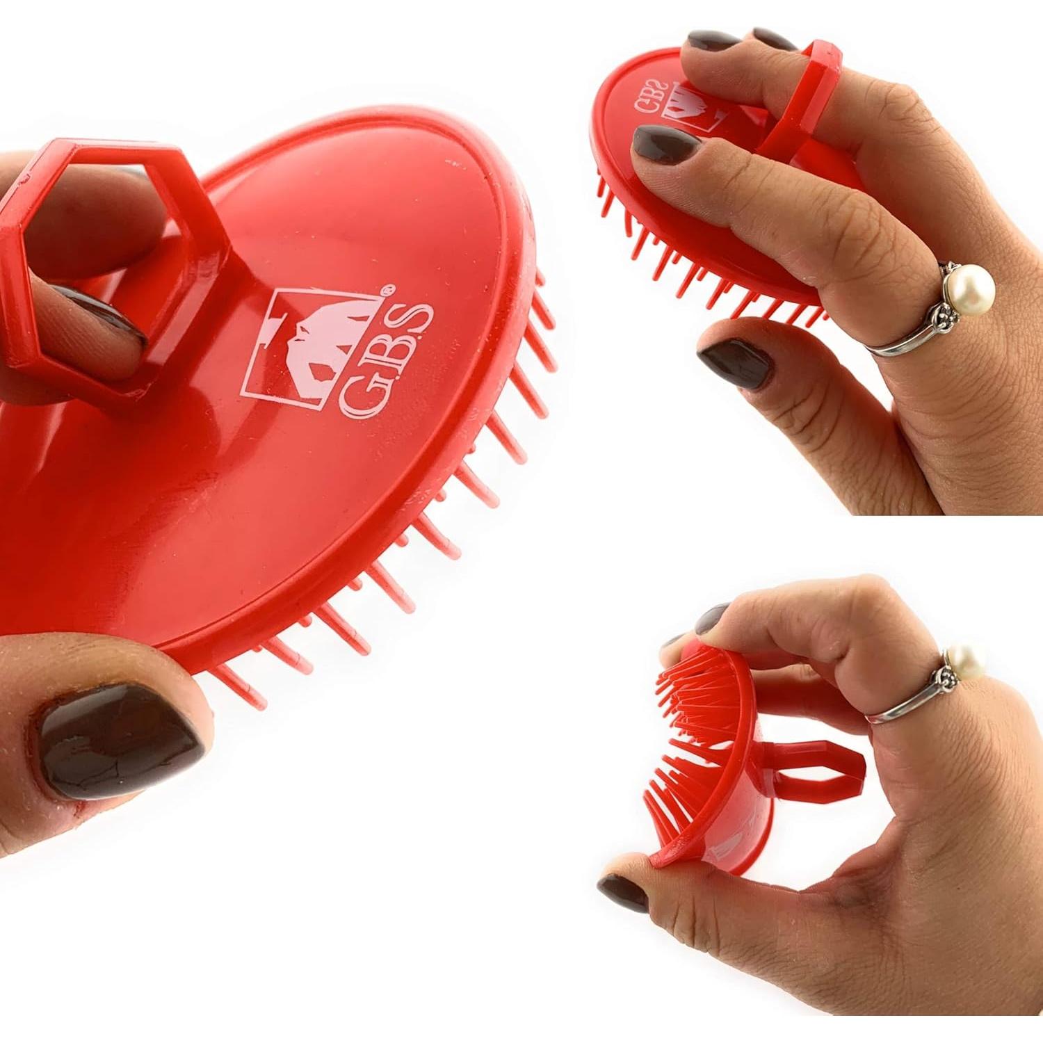 Masajeador de Cuero Cabelludo G.B.S Premium Negro y Rojo con Peine