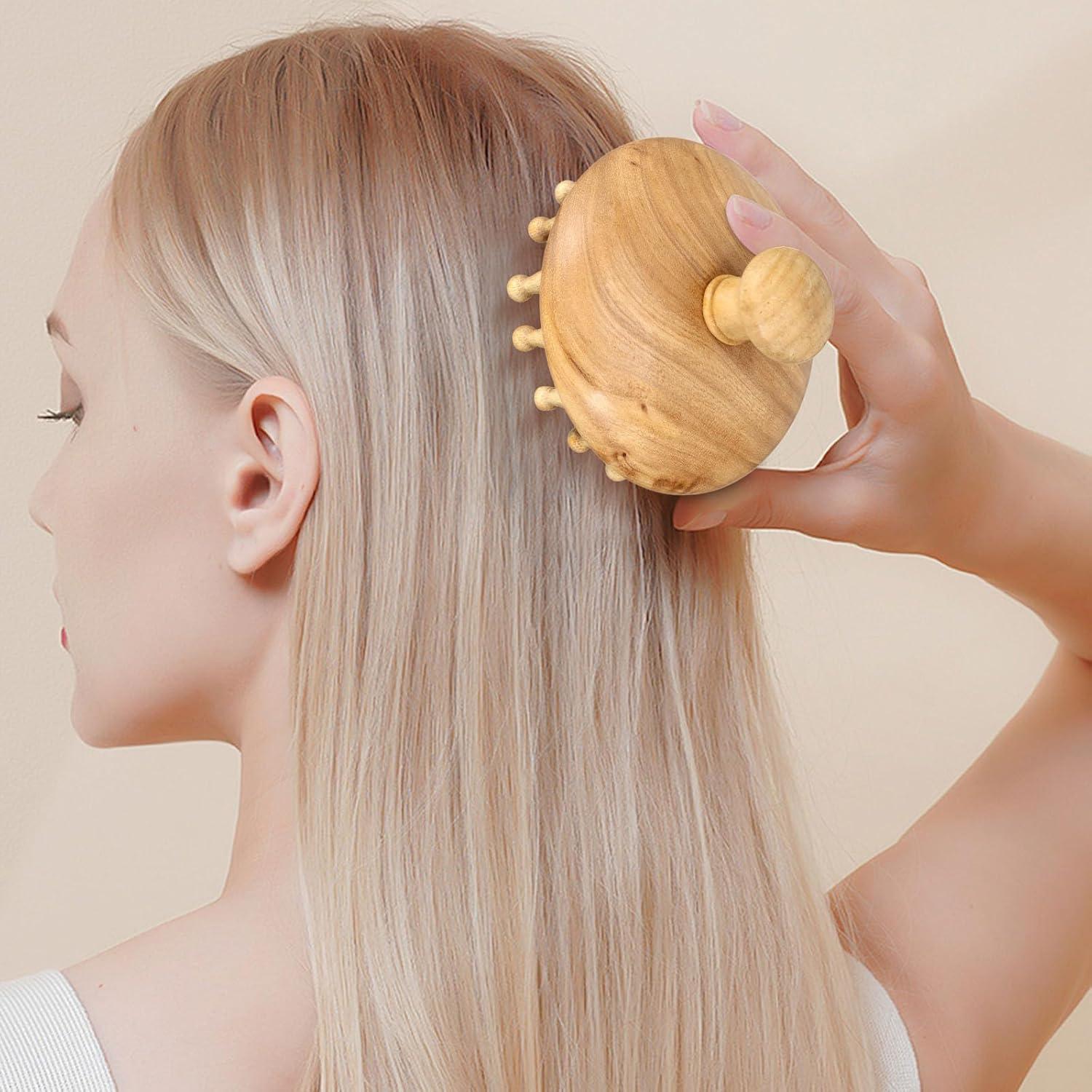 Peine de Madera GLEAVI para Masaje del Cuero Cabelludo 8cm