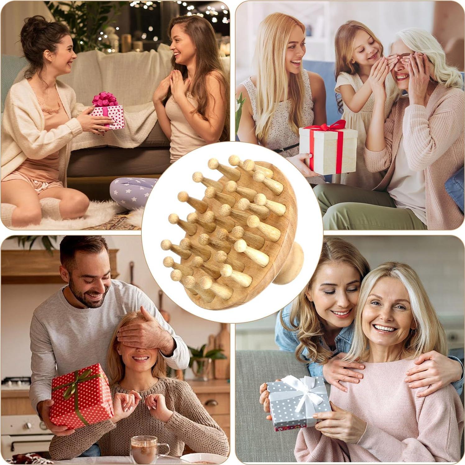 Peine de Madera GLEAVI para Masaje del Cuero Cabelludo 8cm