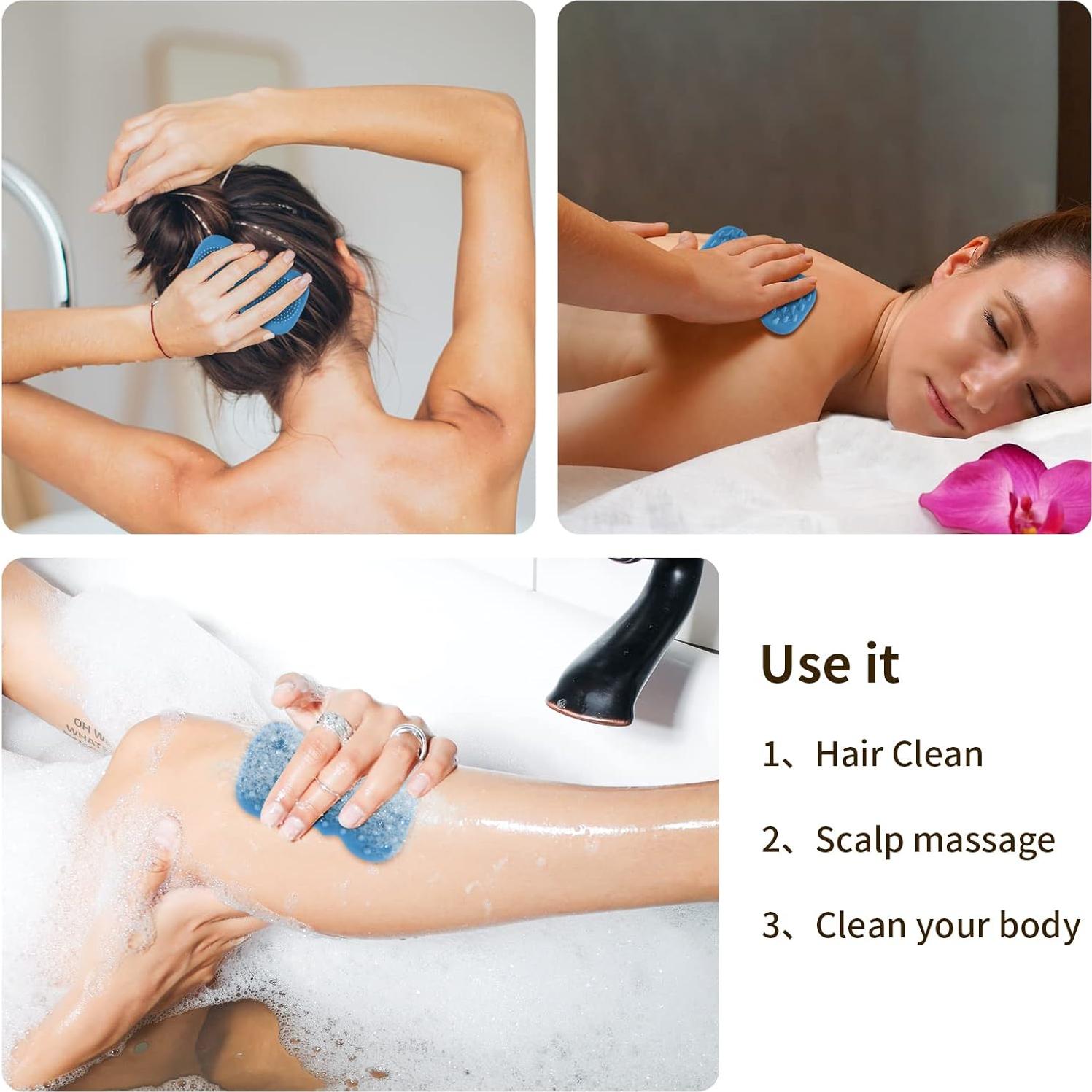 Cepillo de Masaje de Silicona Limcmelf 2 en 1 para Cuerpo y Cabello