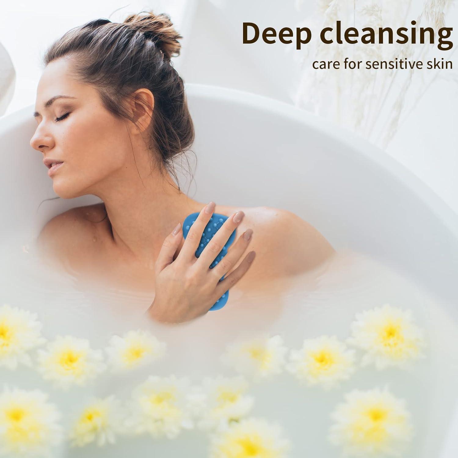 Cepillo de Masaje de Silicona Limcmelf 2 en 1 para Cuerpo y Cabello