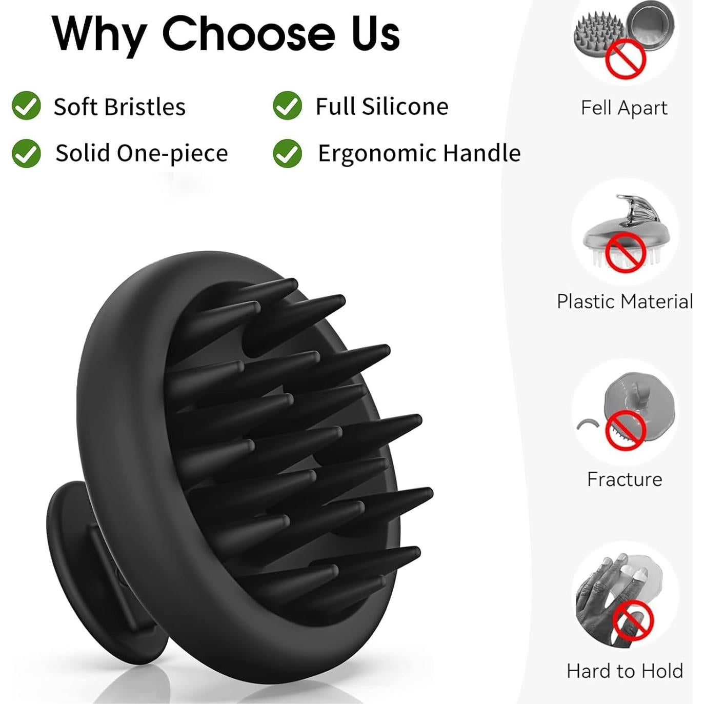 Cepillo de Silicona MZEL para Masaje del Cuero Cabelludo 7.5cm