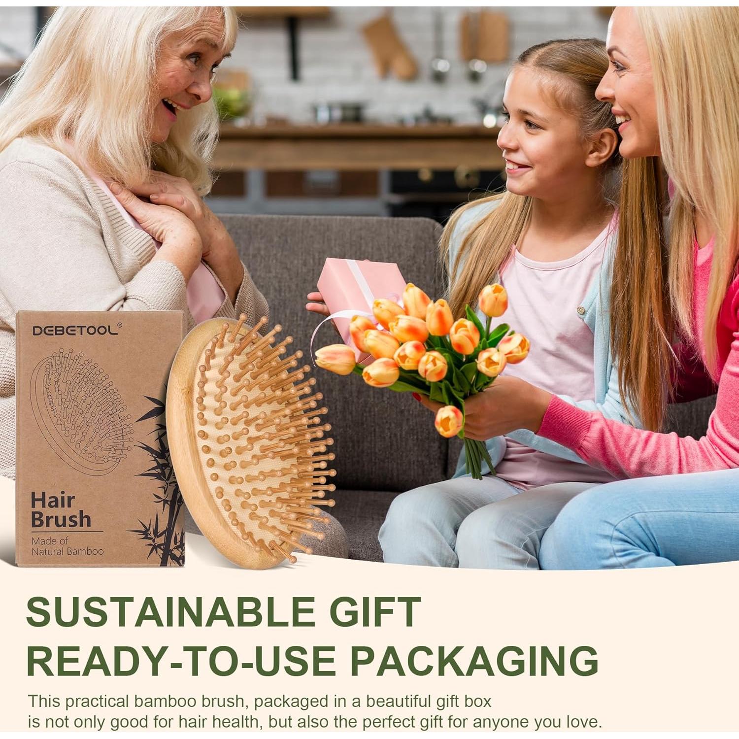 Cepillo de Bambú DEBETOOL para Crecimiento del Cabello 11.6cm