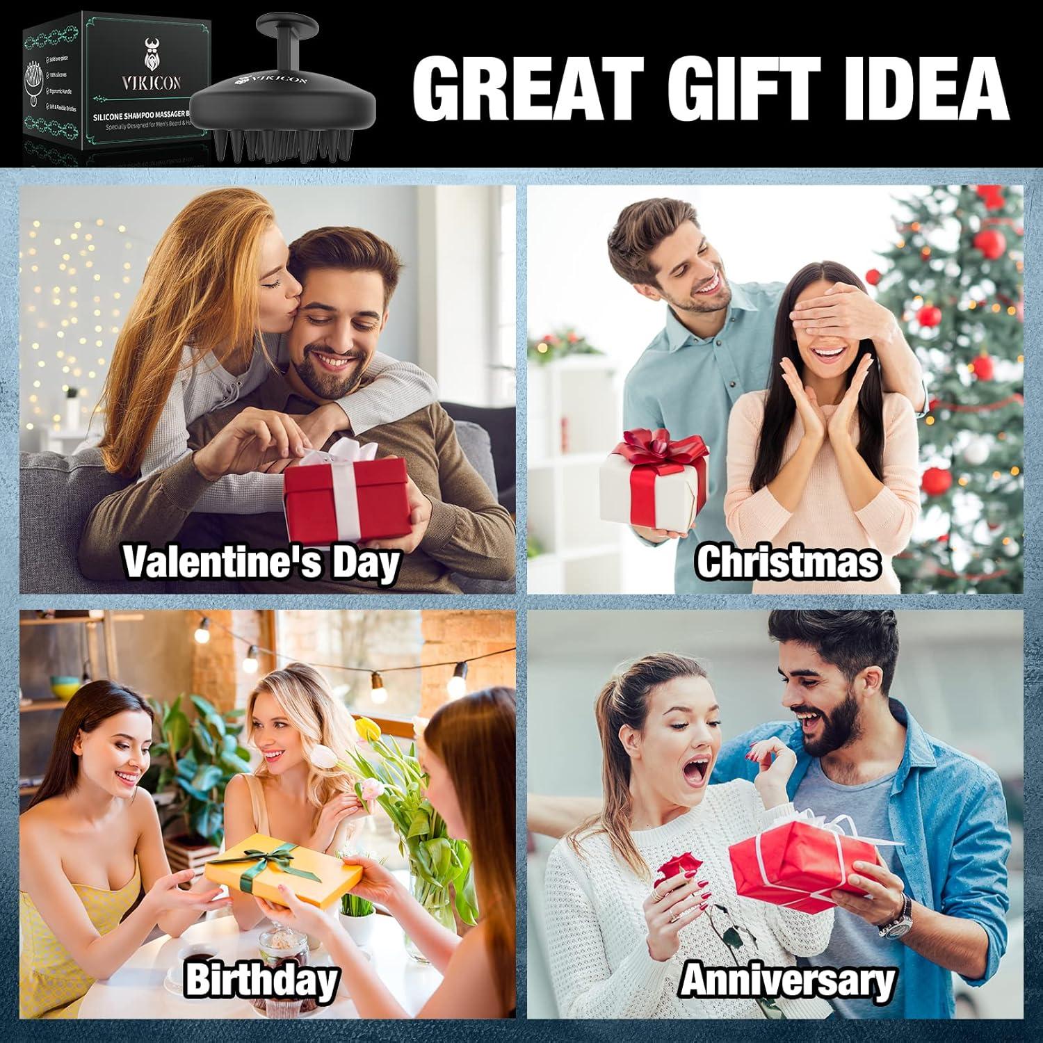 Cepillo de Masaje VIKICON para Cuero Cabelludo y Barba - Silicona