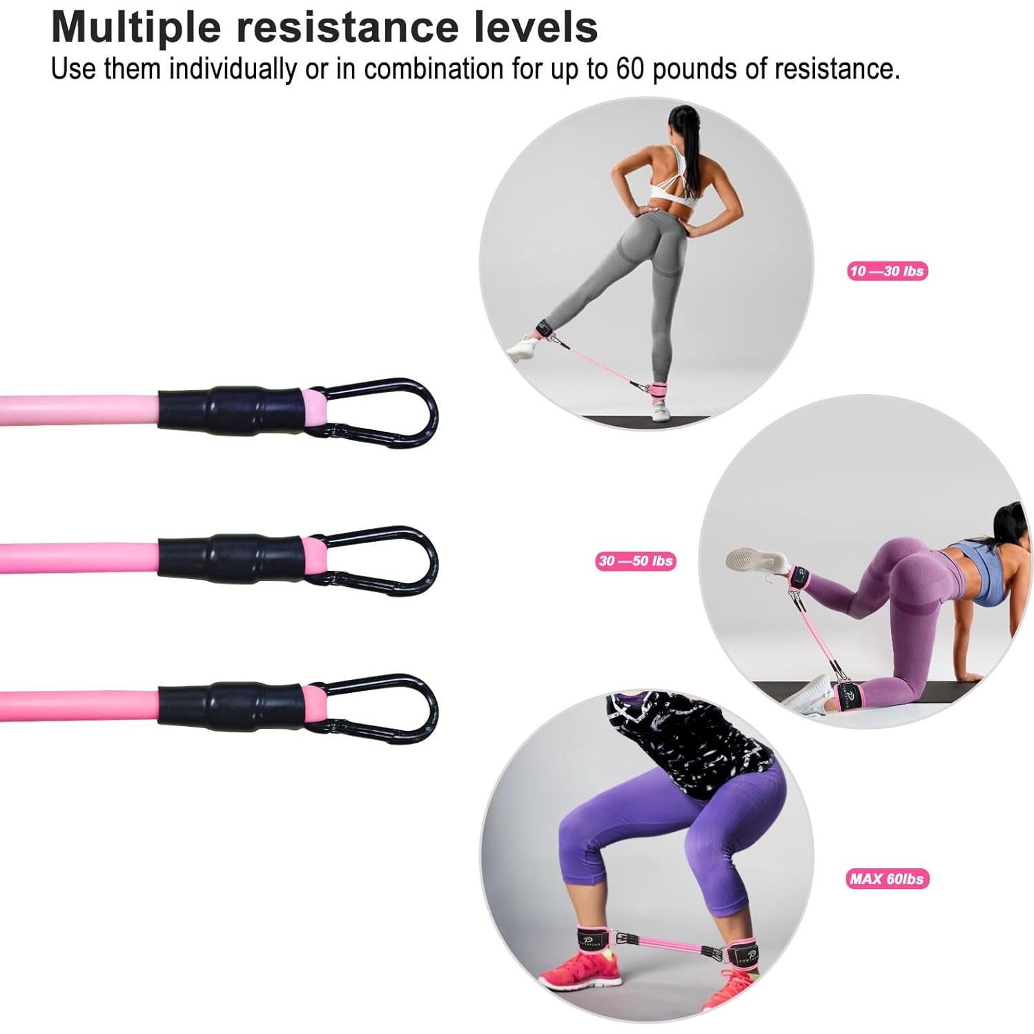 Bandas de Resistencia para Tobillos Powerfeng - 3 Niveles de Tensión