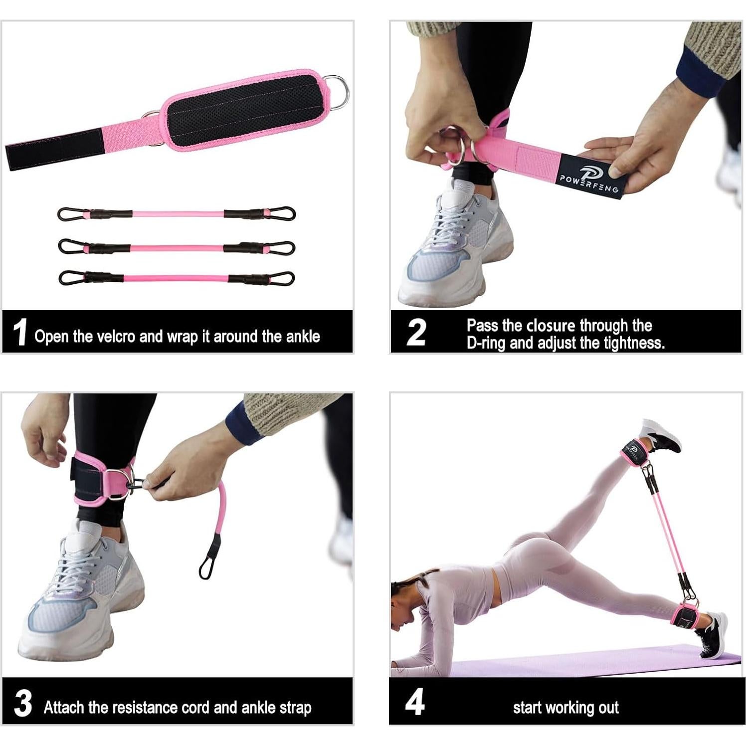 Bandas de Resistencia para Tobillos Powerfeng - 3 Niveles de Tensión