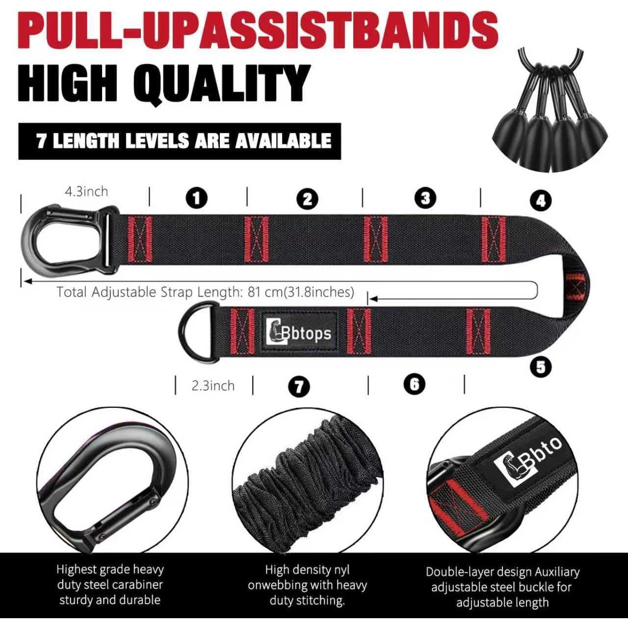 Set de Bandas de Asistencia para Pull Up Bbtops - 4 Bandas Ajustables