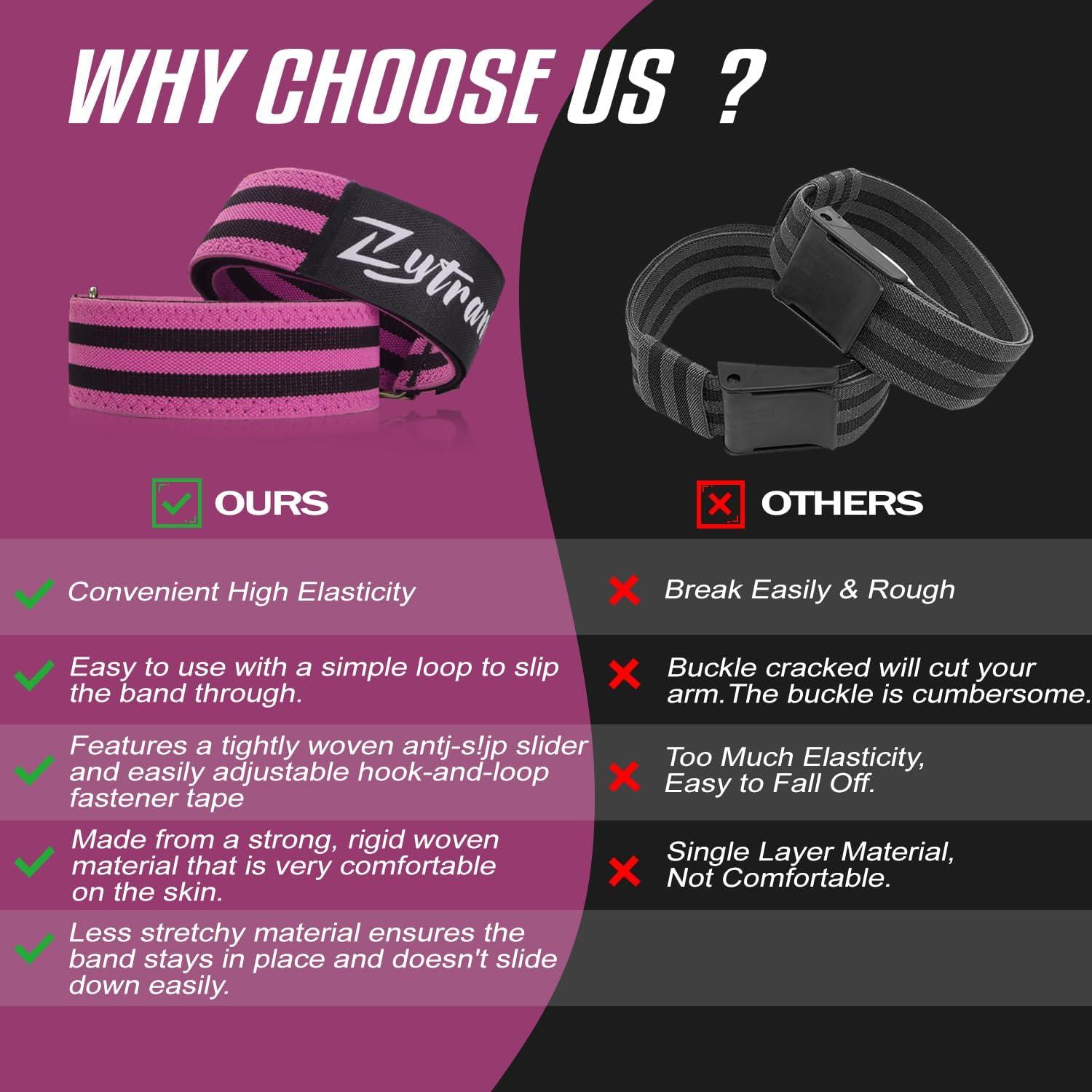 Bandas de Oclusión BFR Zytrant Rosa para Glúteos y Piernas