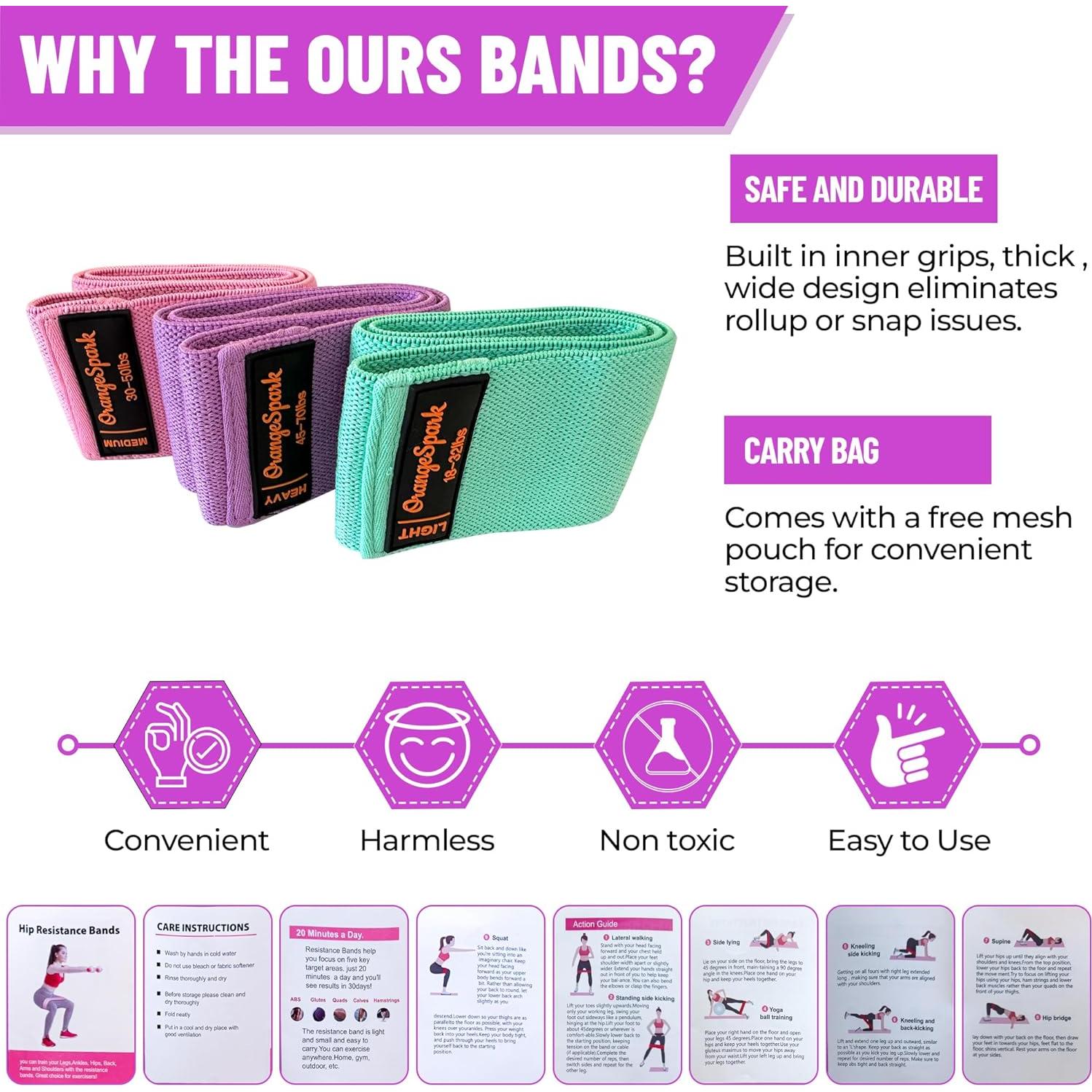 Bandas de Resistencia OrangeSpark - Set de 3 para Entrenamiento