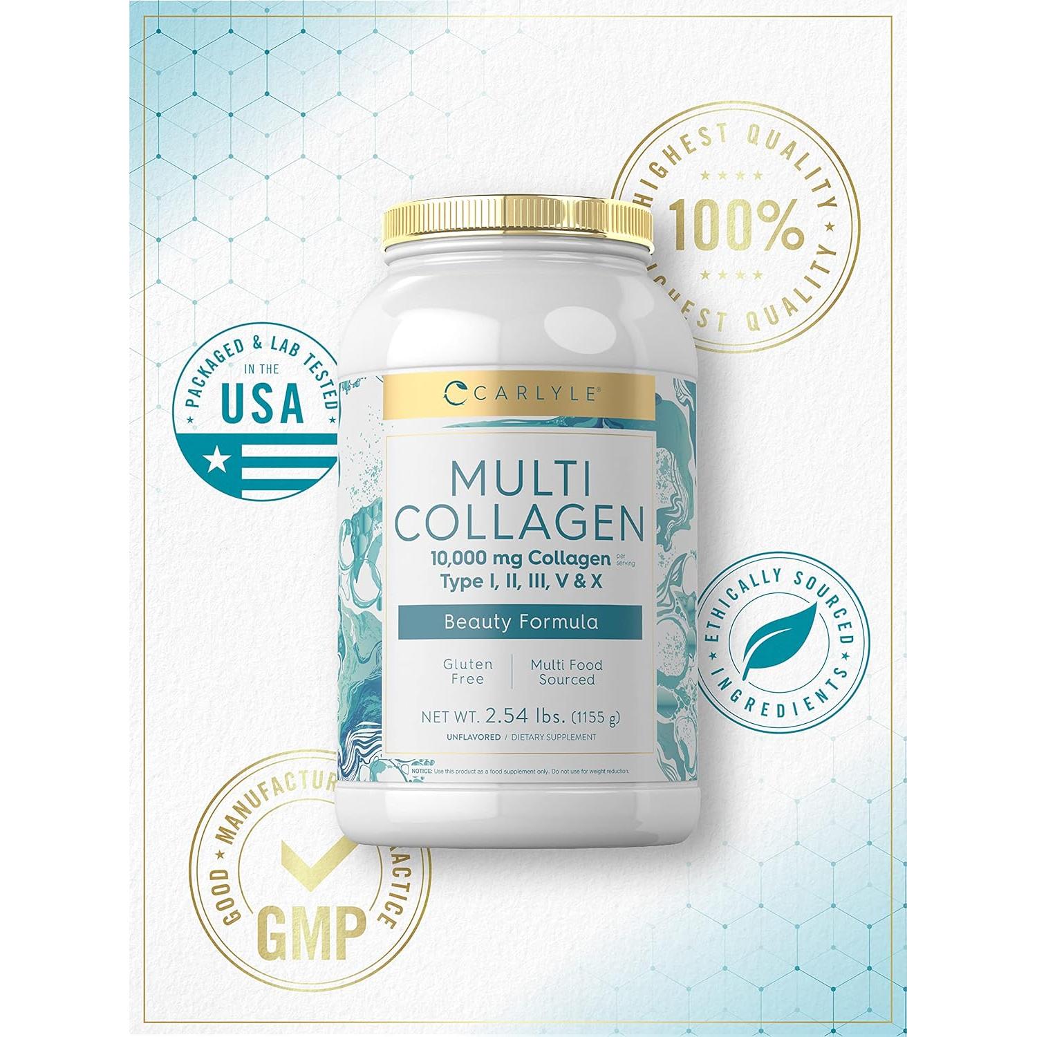 Carlyle Polvo de Colágeno Multi Tipo I, II, III, V, X 1.09 kg