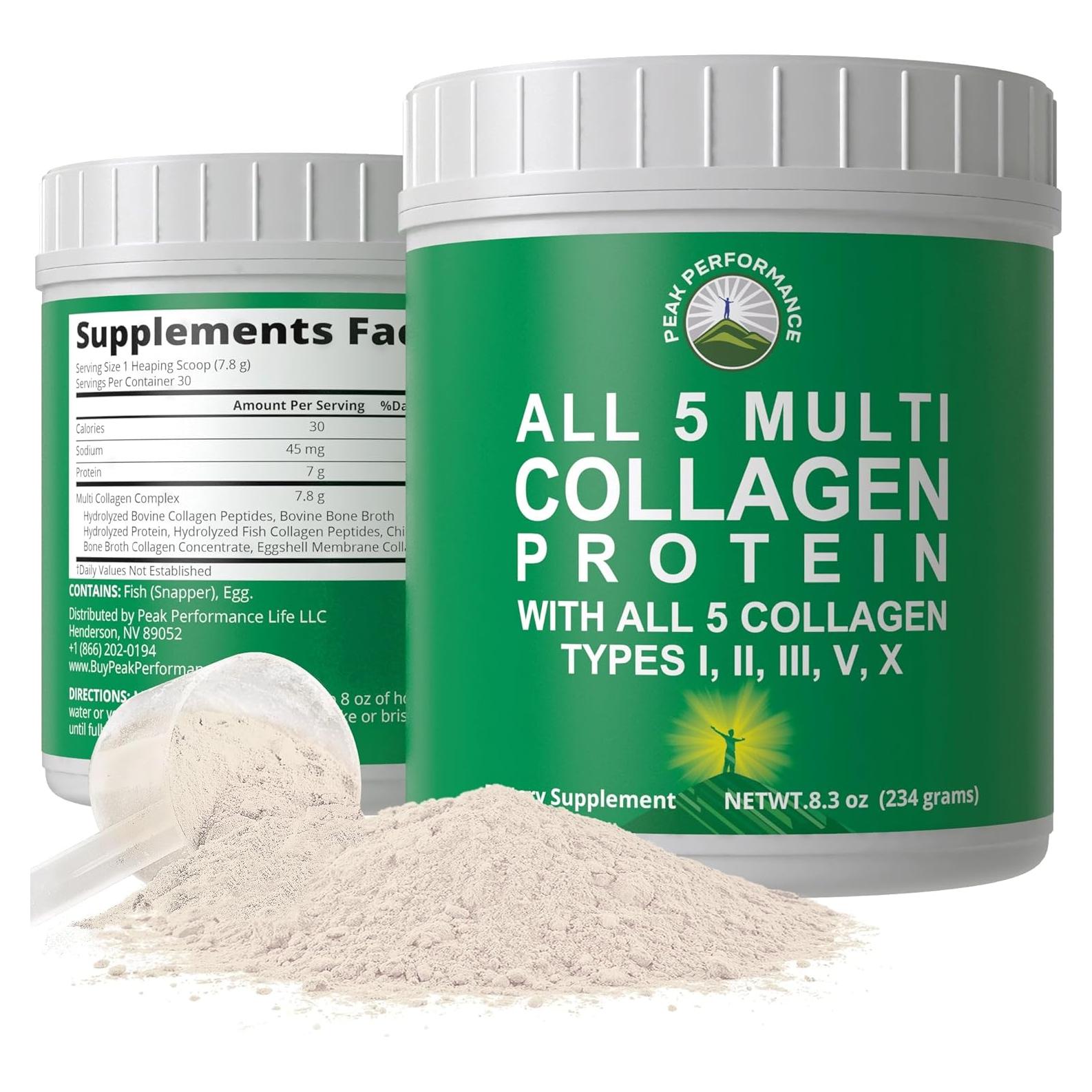 Proteína en Polvo Peak Performance Todos 5 Multi-Colágeno 335g