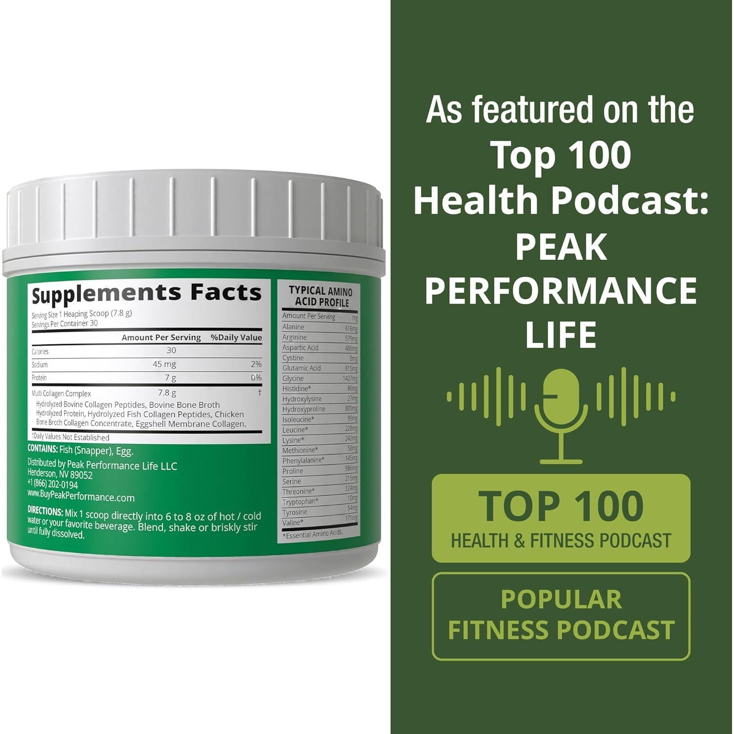 Proteína en Polvo Peak Performance Todos 5 Multi-Colágeno 335g