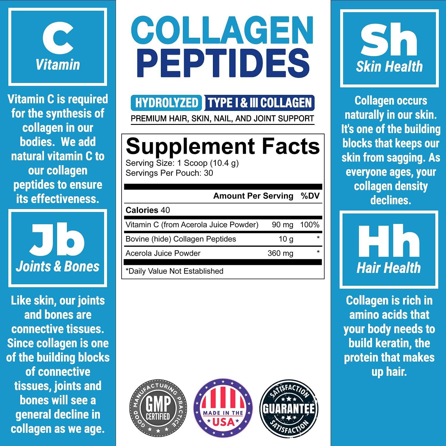 PEScience Colágeno Hidrolizado en Polvo con Vitamina C 30 Porciones