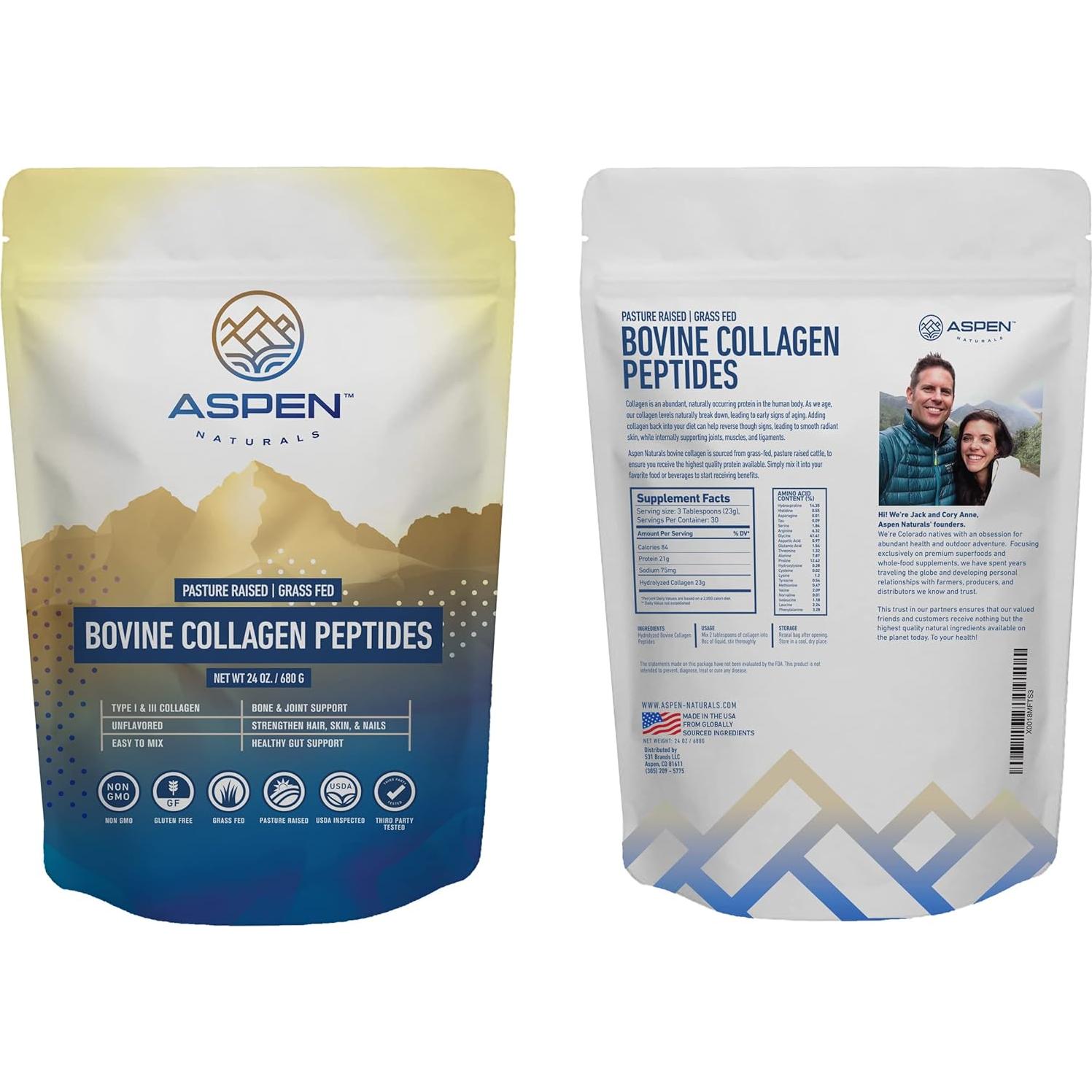 Polvo de Colágeno Bovino Aspen Naturals 680g - Tipo I y III