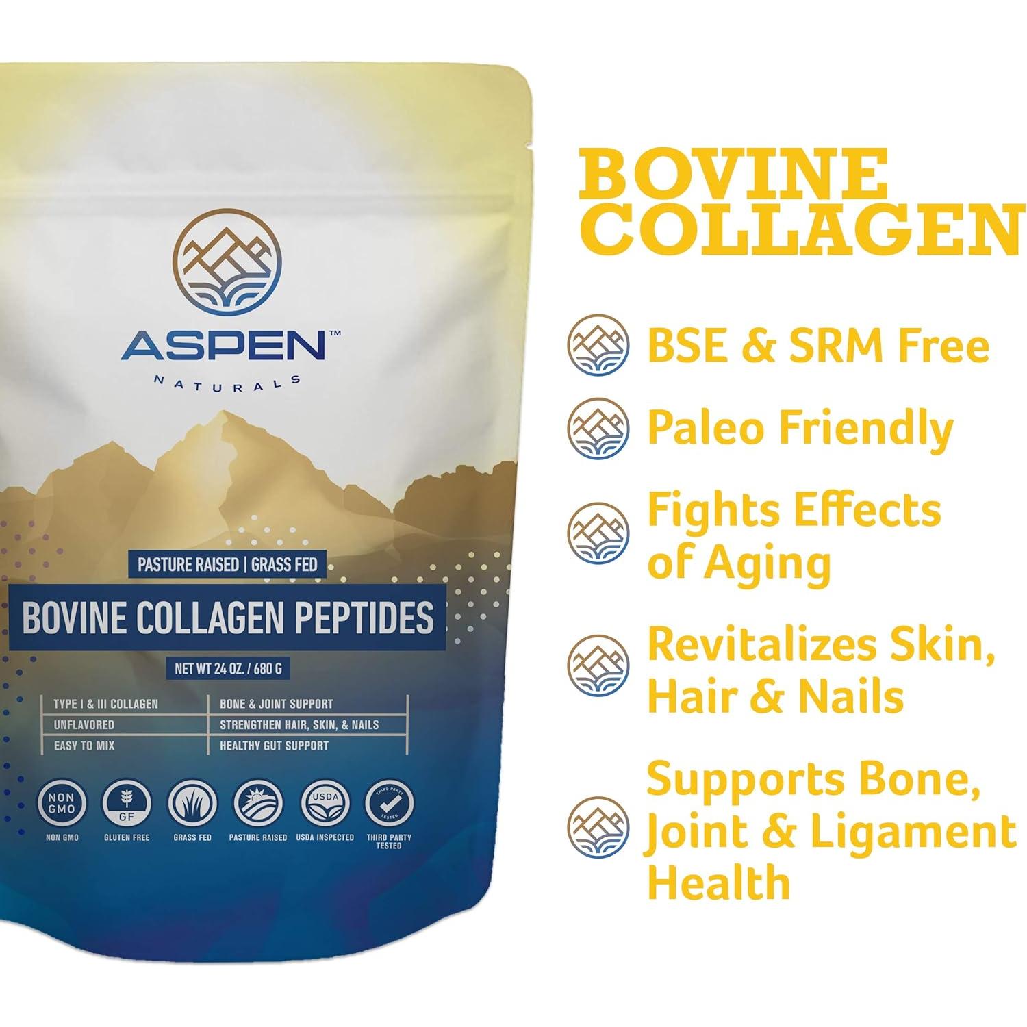 Polvo de Colágeno Bovino Aspen Naturals 680g - Tipo I y III