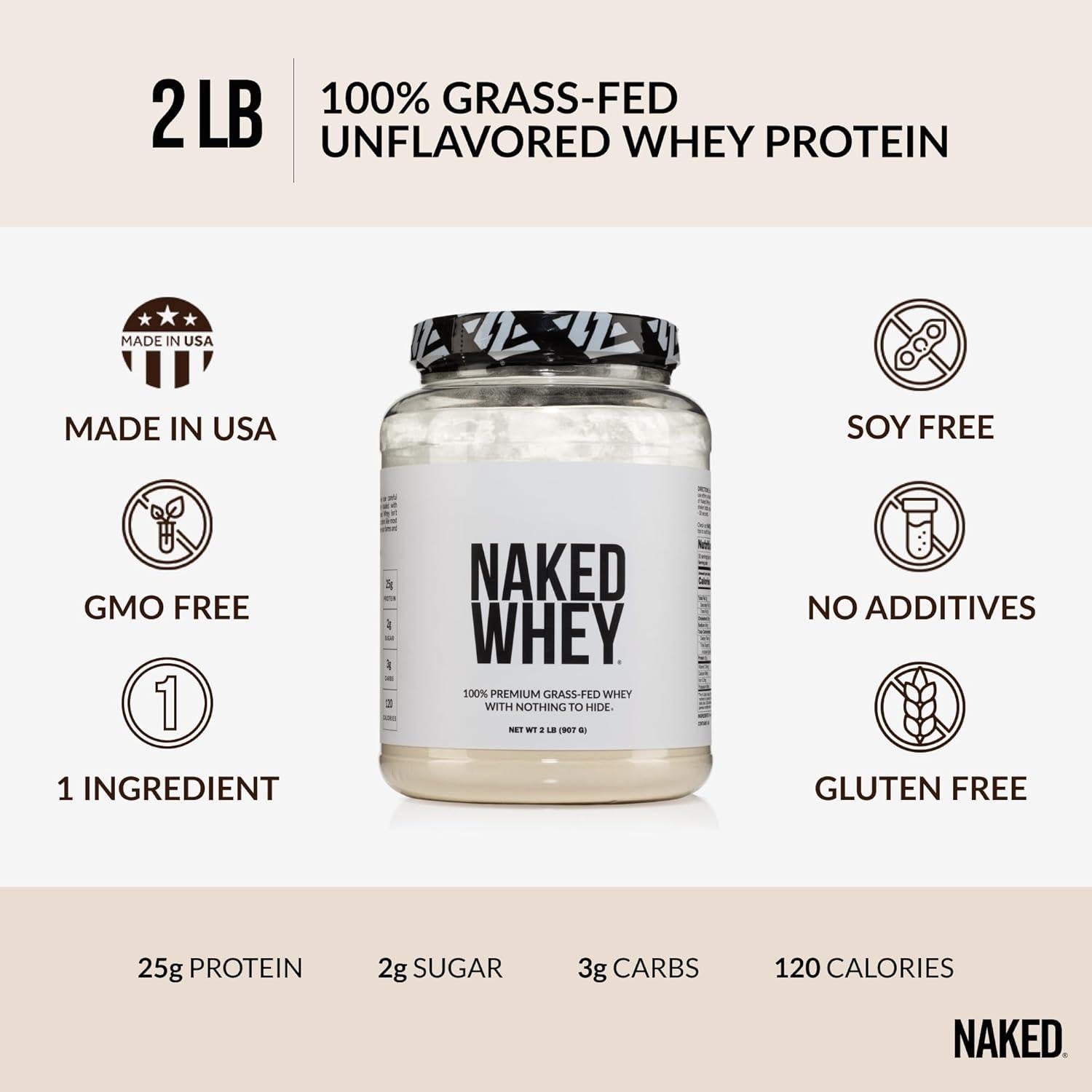 Proteína de Suero Naked 0.91kg 100% Natural Sin Sabor