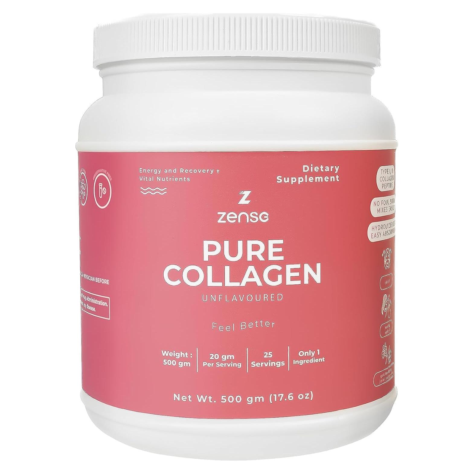 Polvo de Colágeno Hidrolizado Zense 500g - Tipo I y III, Orgánico