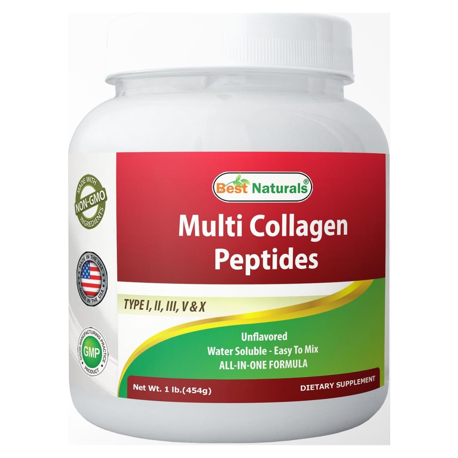 Colágeno en Polvo Mejores Naturales 450g Tipo I, II, III, V & X