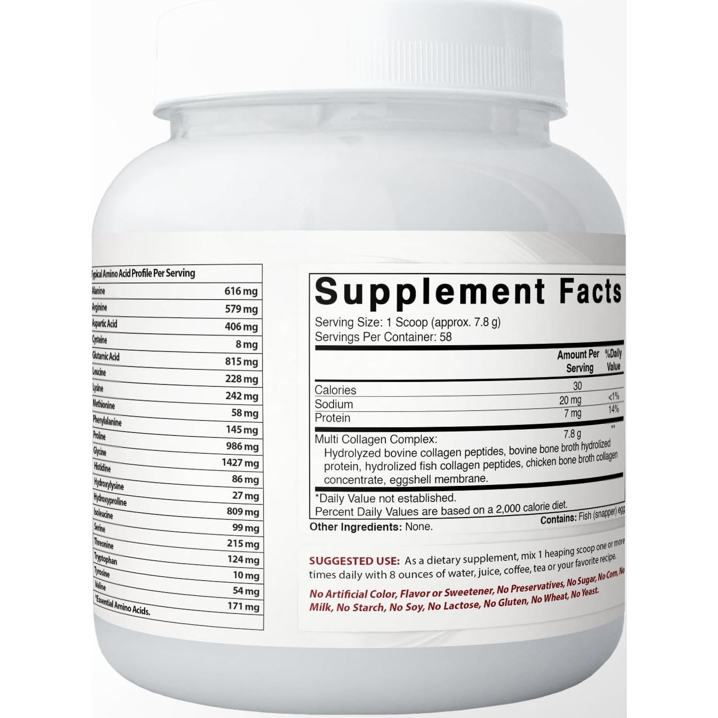 Colágeno en Polvo Mejores Naturales 450g Tipo I, II, III, V & X