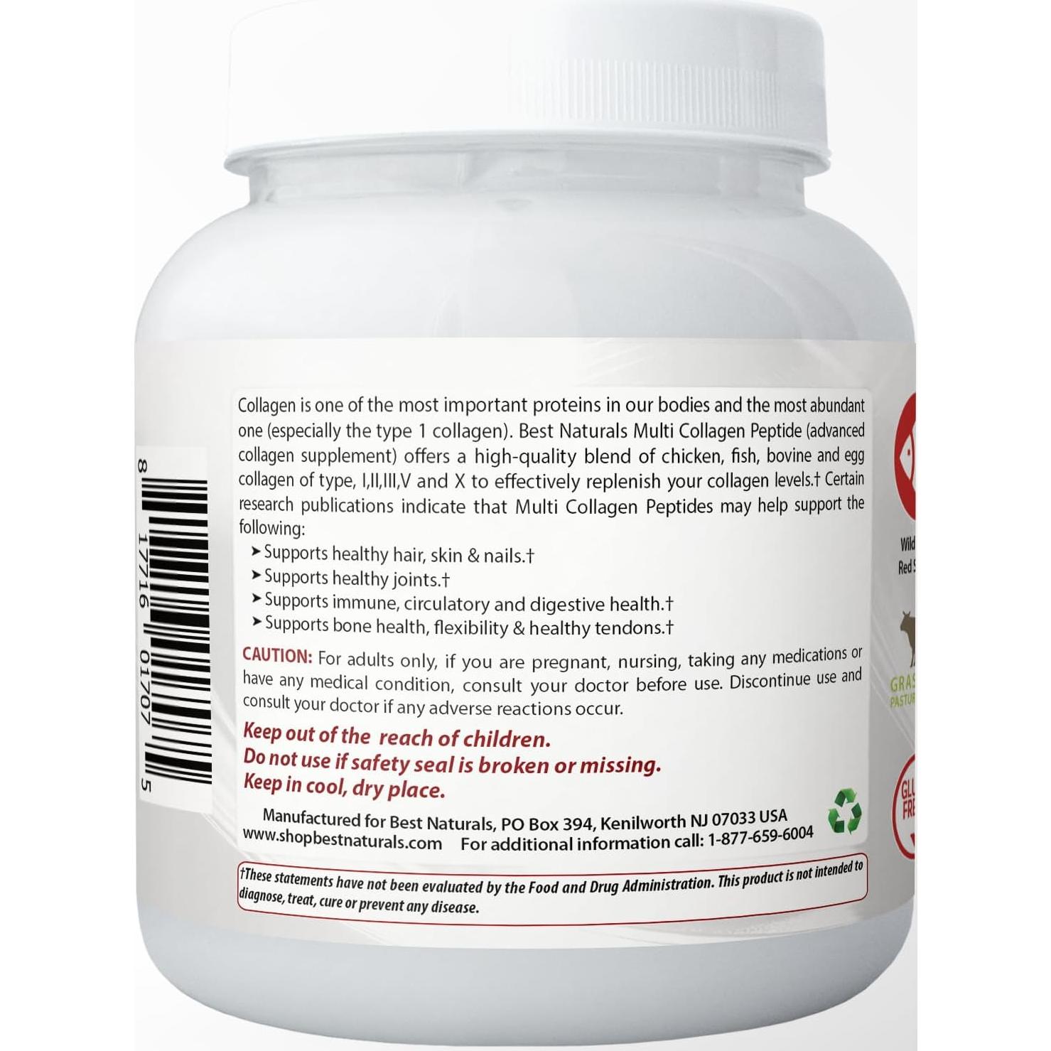 Colágeno en Polvo Mejores Naturales 450g Tipo I, II, III, V & X