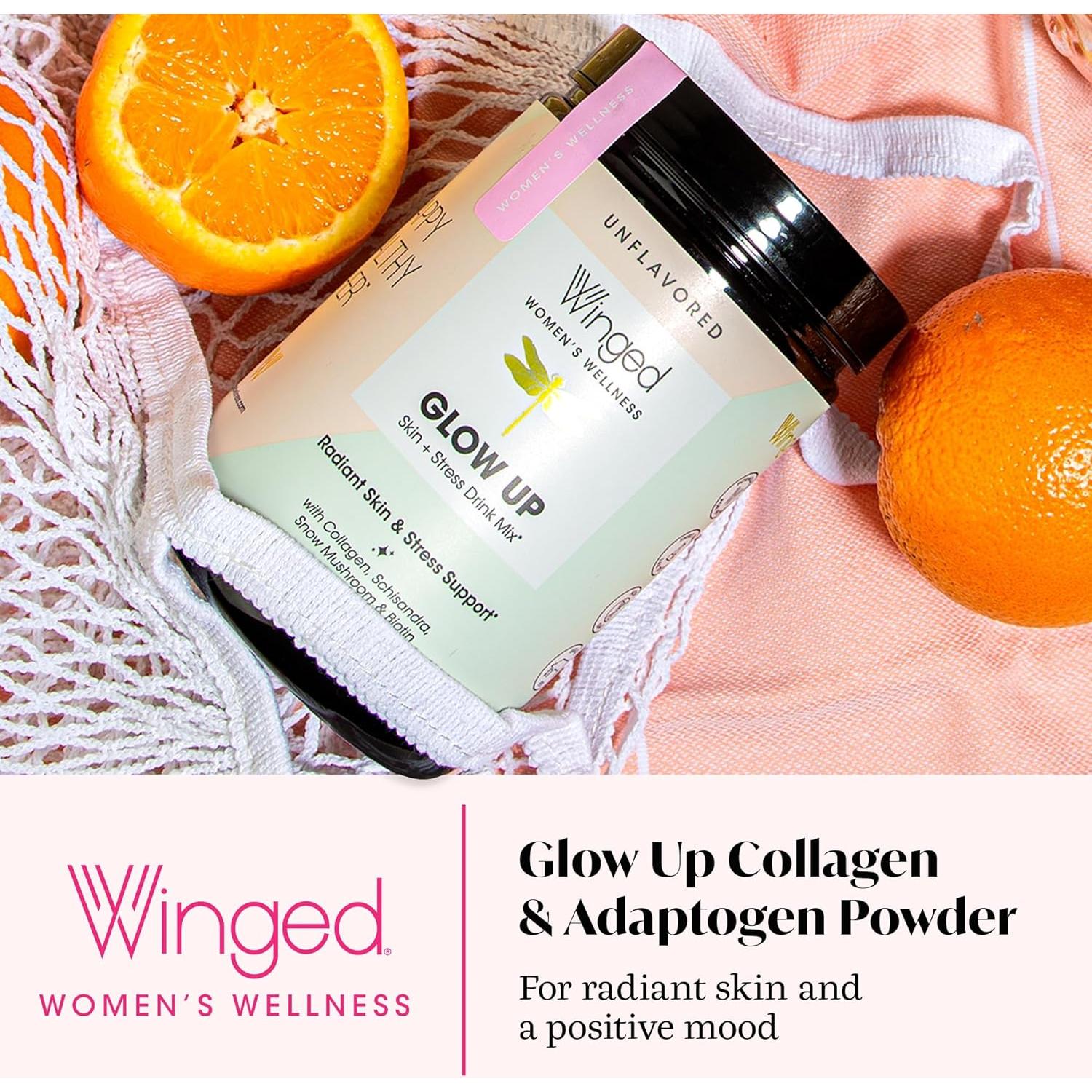 Polvo de Colágeno para Mujeres Winged Glow Up 255g - Belleza Piel, Cabello y Uñas