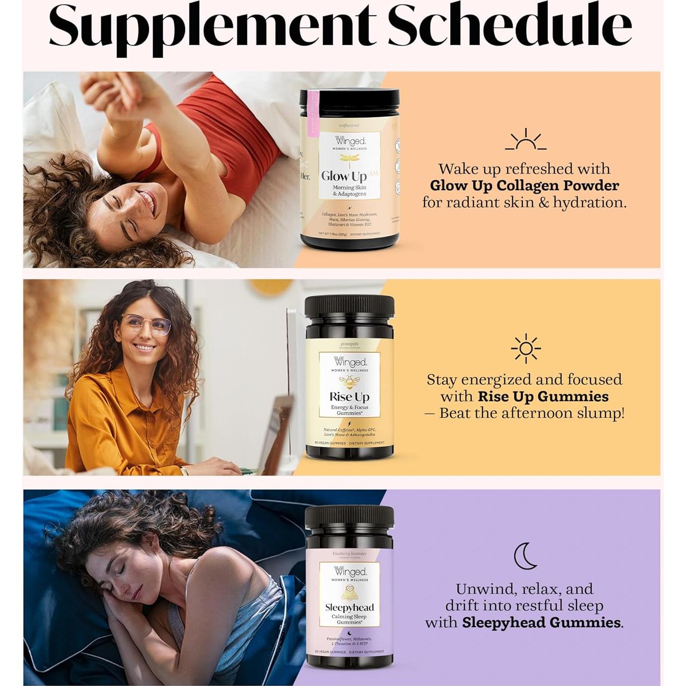 Polvo de Colágeno para Mujeres Winged Glow Up 255g - Belleza Piel, Cabello y Uñas