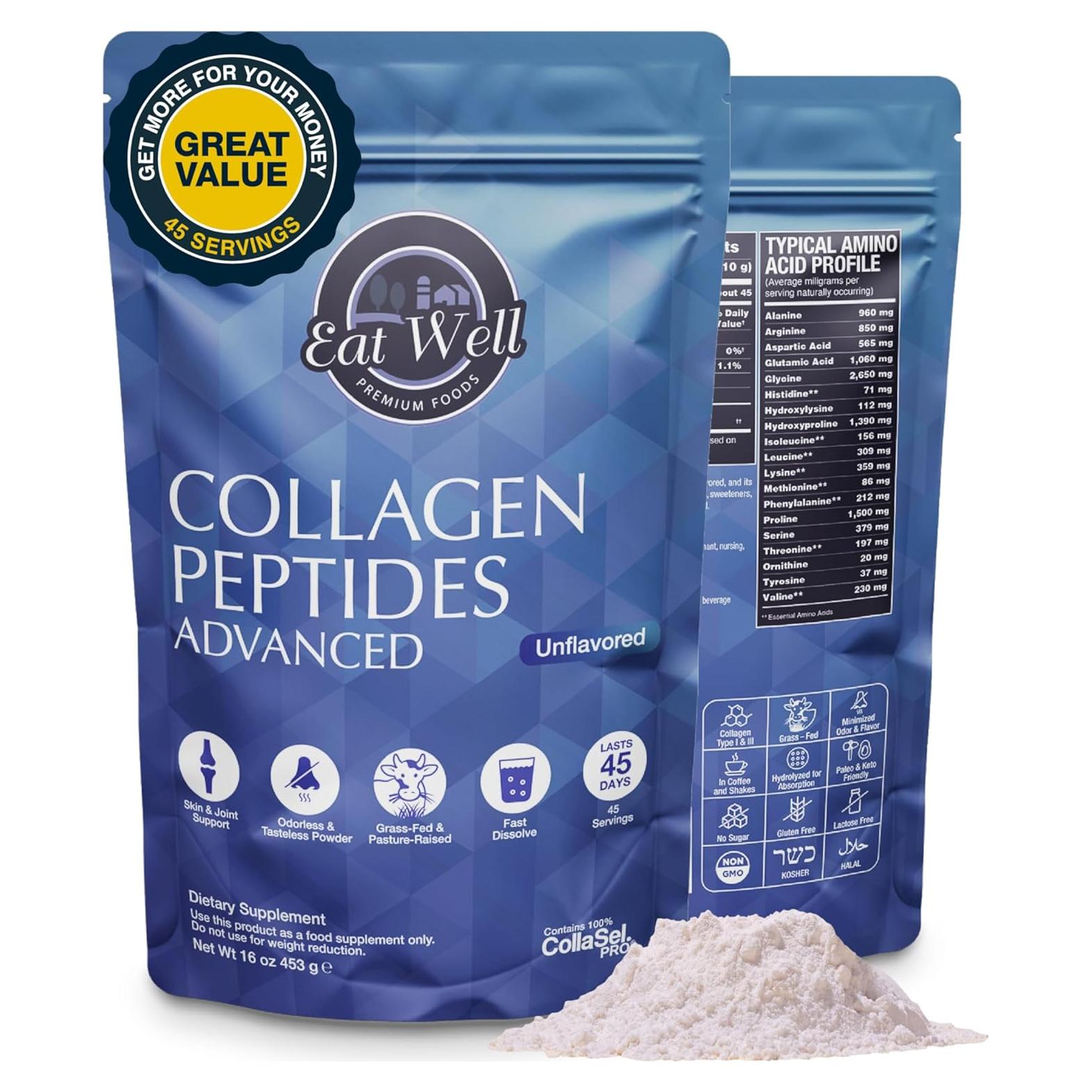 Polvo de Péptidos de Colágeno Eat Well 453.6g - 45 Porciones