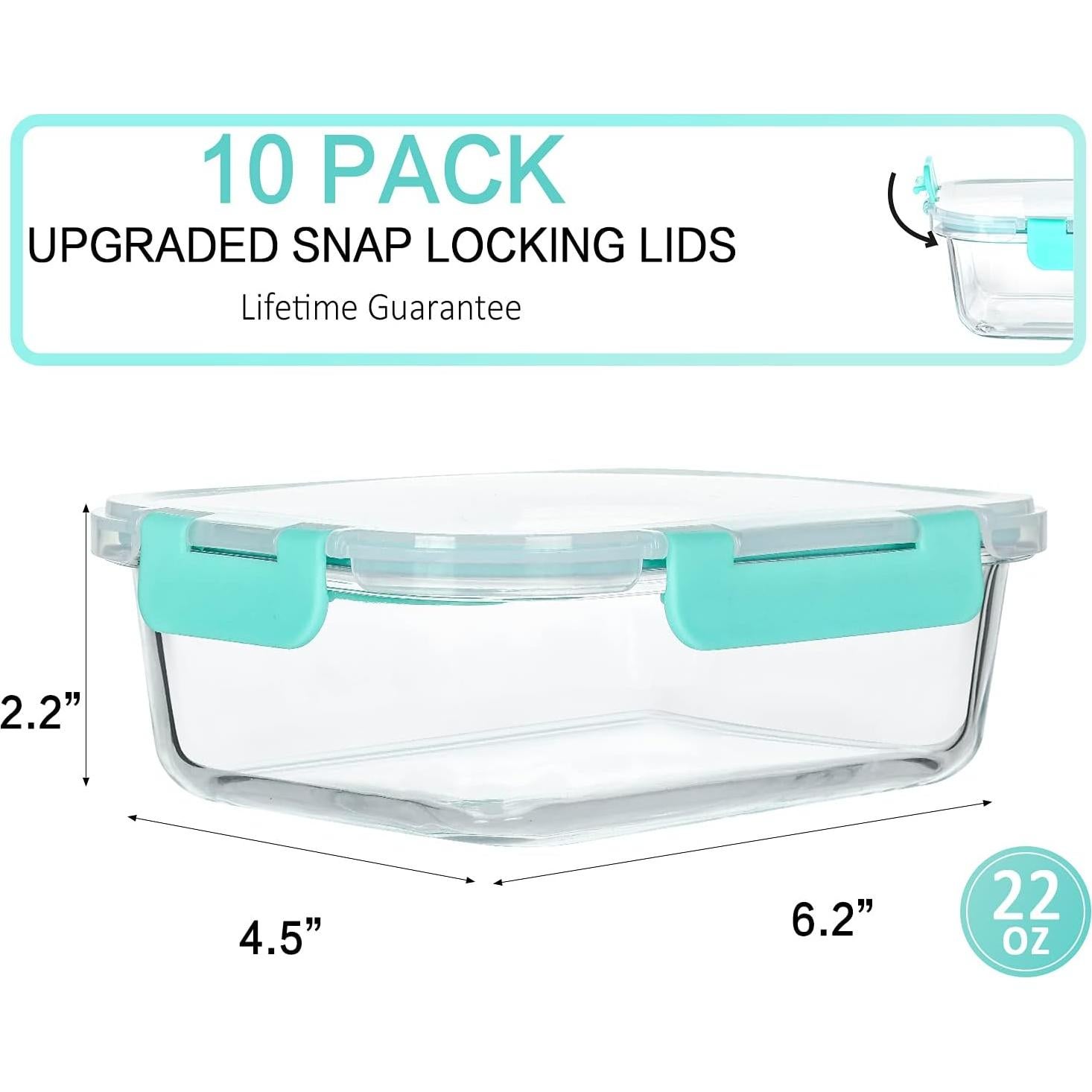 Contenedores de Vidrio para Preparación de Comidas M MCIRCO 10-Pack 625ml