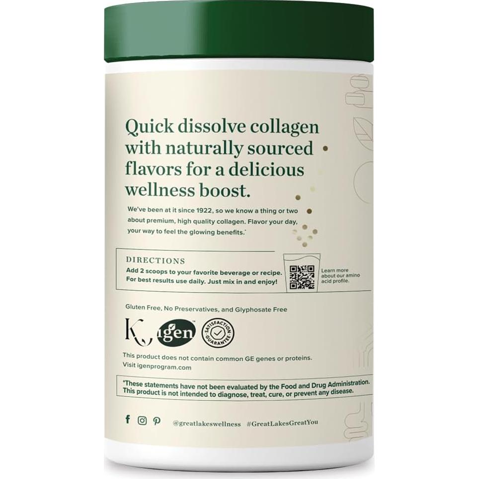 Polvo de Péptidos de Colágeno Great Lakes 283.5g Vainilla