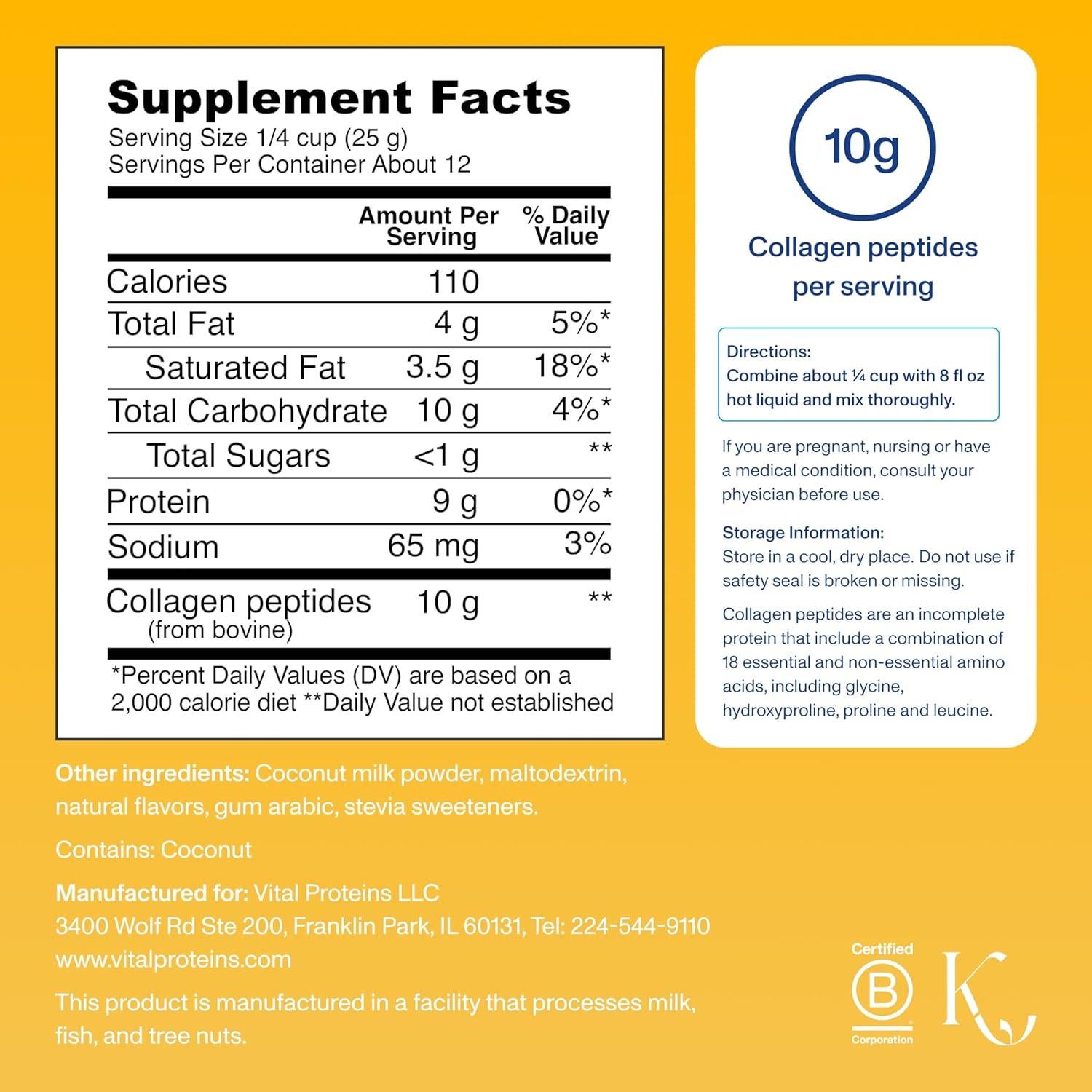 Polvo de Péptidos de Colágeno Vital Proteins 300g Vainilla