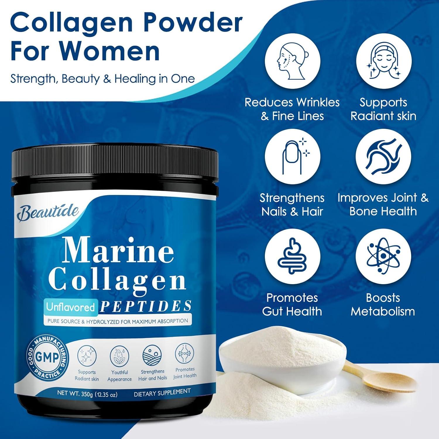 Péptidos de colágeno marino Beautide 349g con Vitamina C