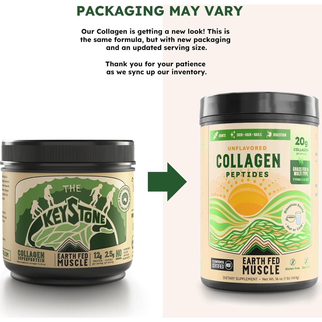 Polvo de Colágeno Sin Sabor Earth Fed Muscle 20g - 0.45kg