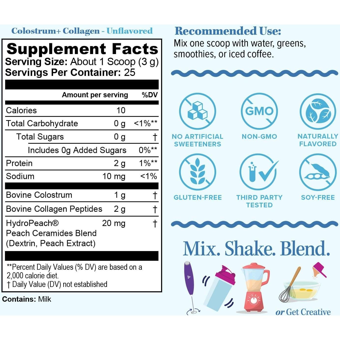 Colostrum Colágeno Hidrolizado Vitauthority 1g Colostro 2g Péptidos