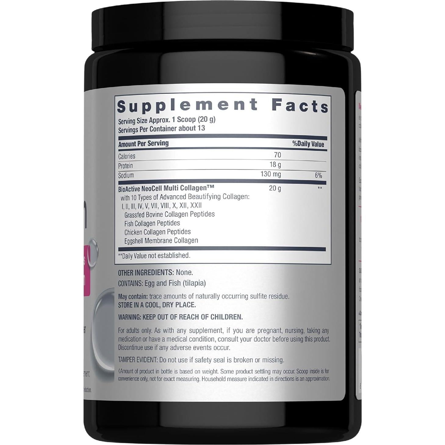 Polvo de Colágeno Hidrolizado NeoCell 255g - 10 Tipos para Piel y Cabello