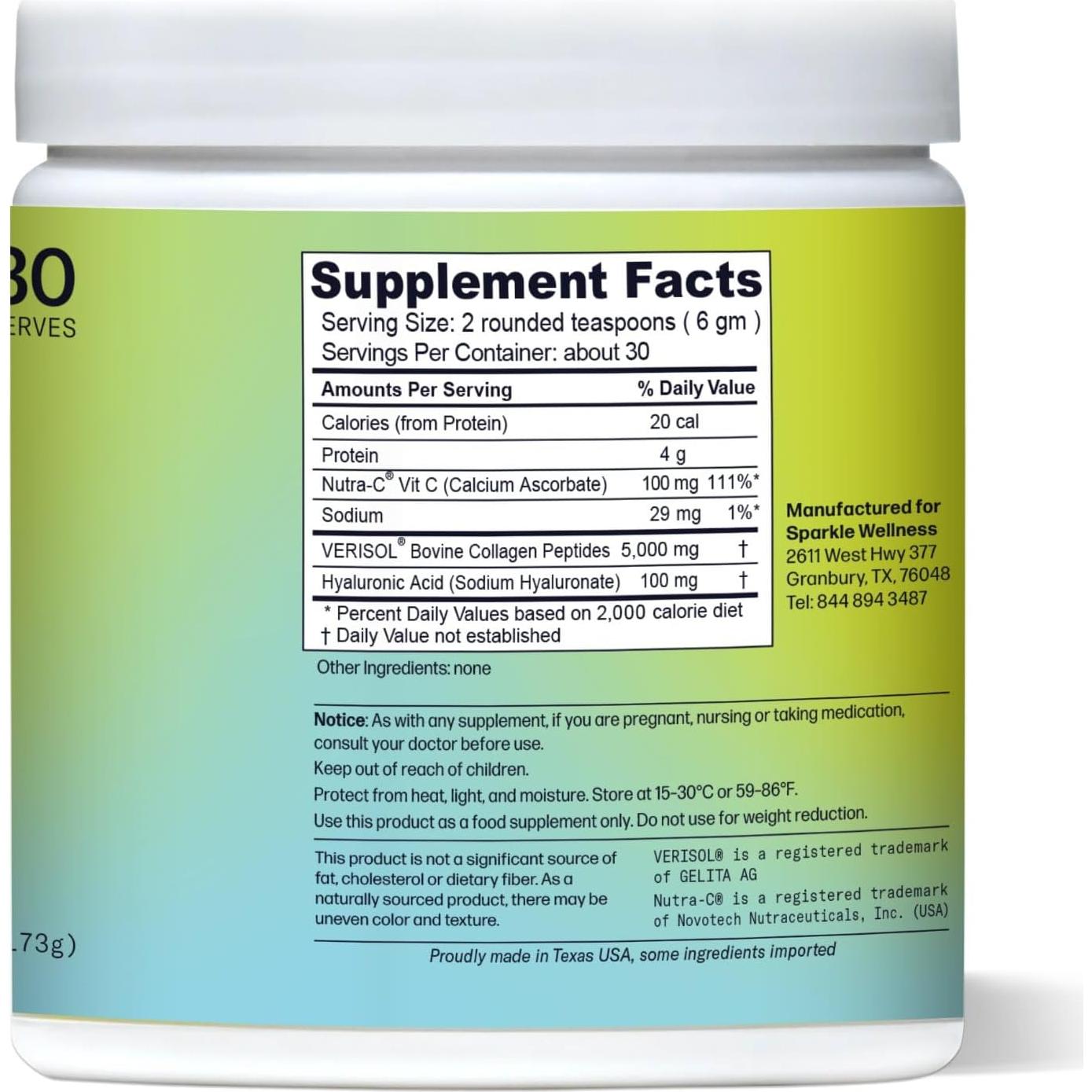 Suplemento en Polvo de Colágeno Sparkle Wellness 30 Porciones