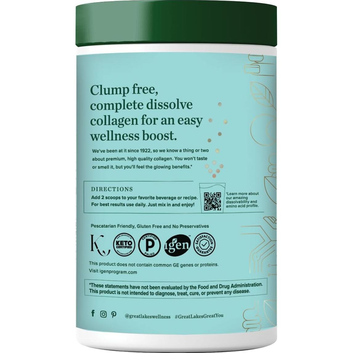 Colágeno Marino Sostenible Great Lakes 226.8 g Hidrolizado