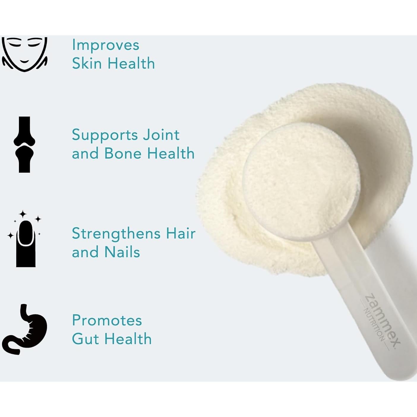Zammex Colágeno Marino en Polvo 320g - Sin Sabor, Tipo 1 y 3