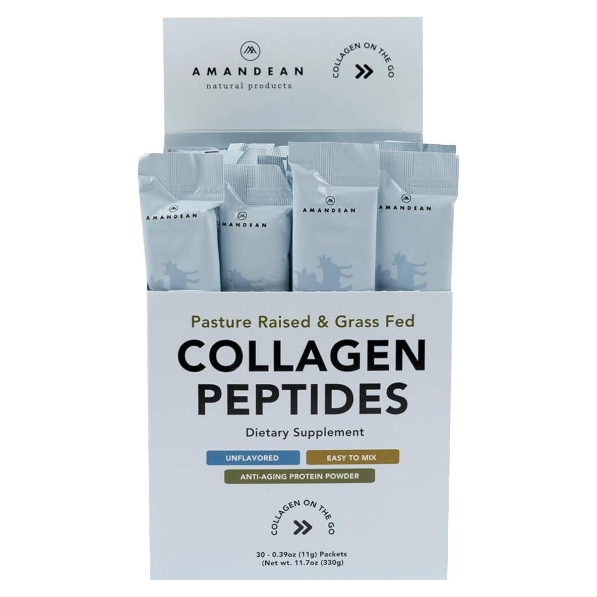 Polvo de Péptidos de Colágeno AMANDEAN 30 Paquetes 11g