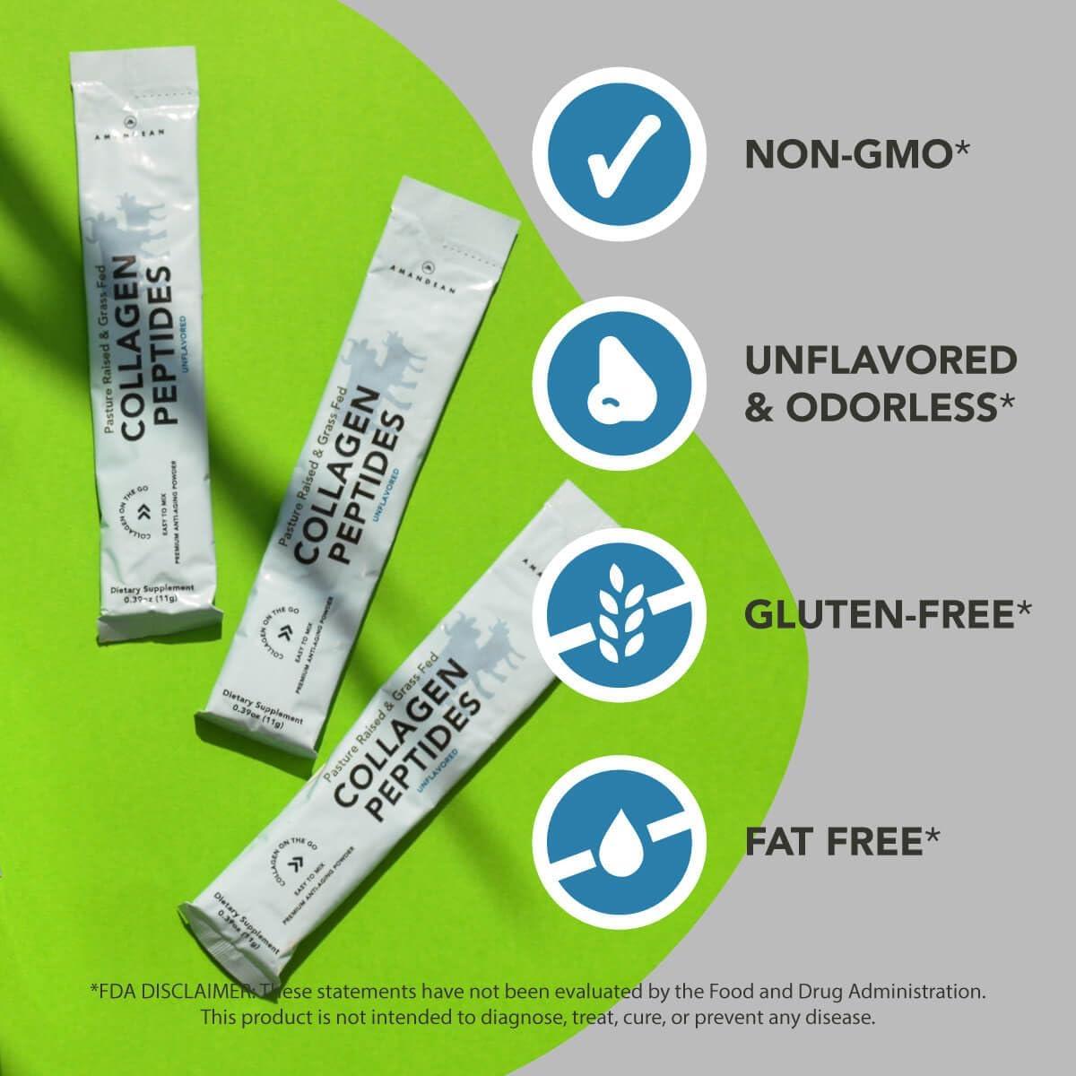 Polvo de Péptidos de Colágeno AMANDEAN 30 Paquetes 11g