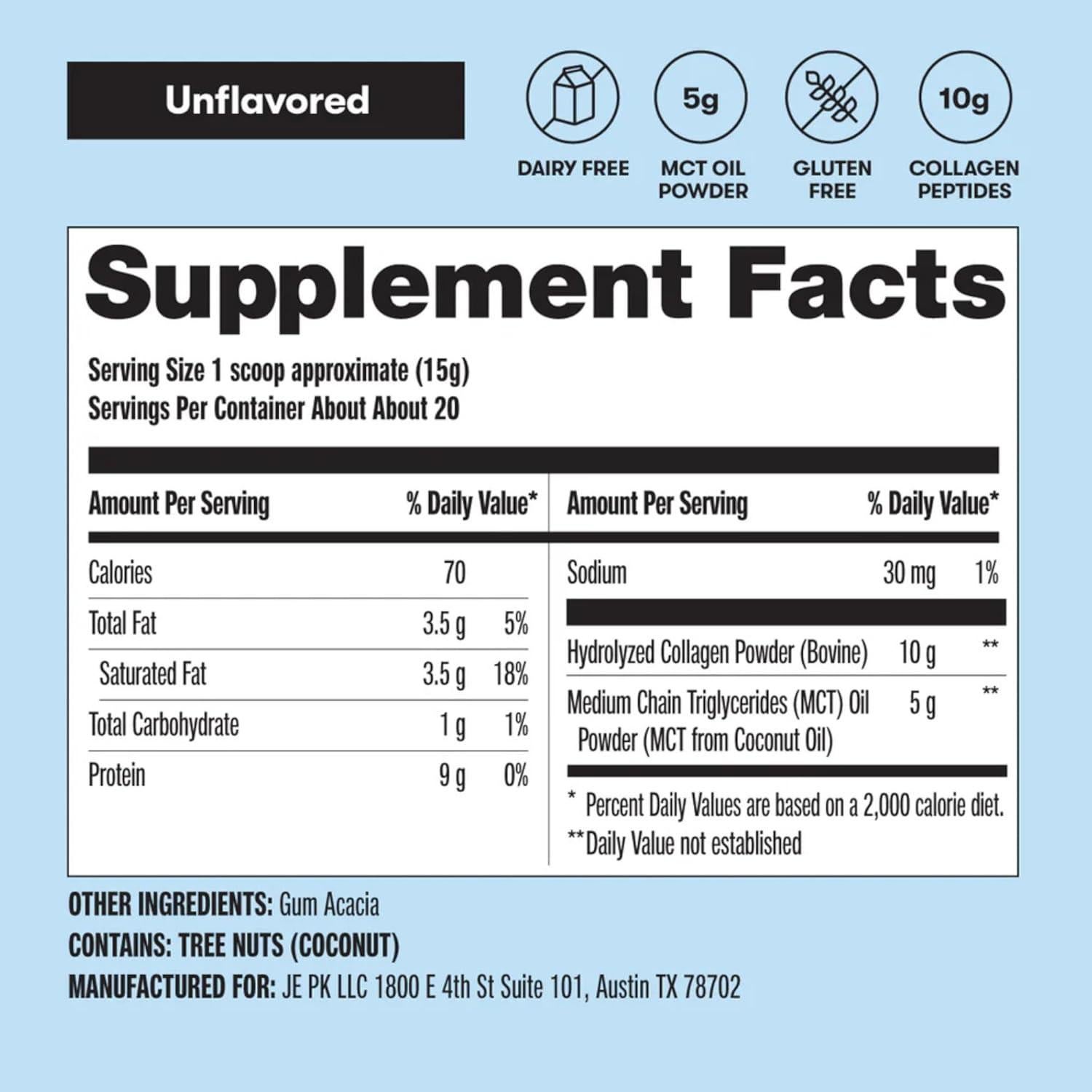 Colágeno Perfecto en Polvo Sin Sabor - Perfect Keto, 380g