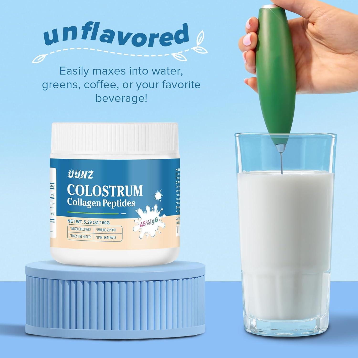 Polvo de Calostro Bovino UUNZ 150g con Colágeno Sin Sabor