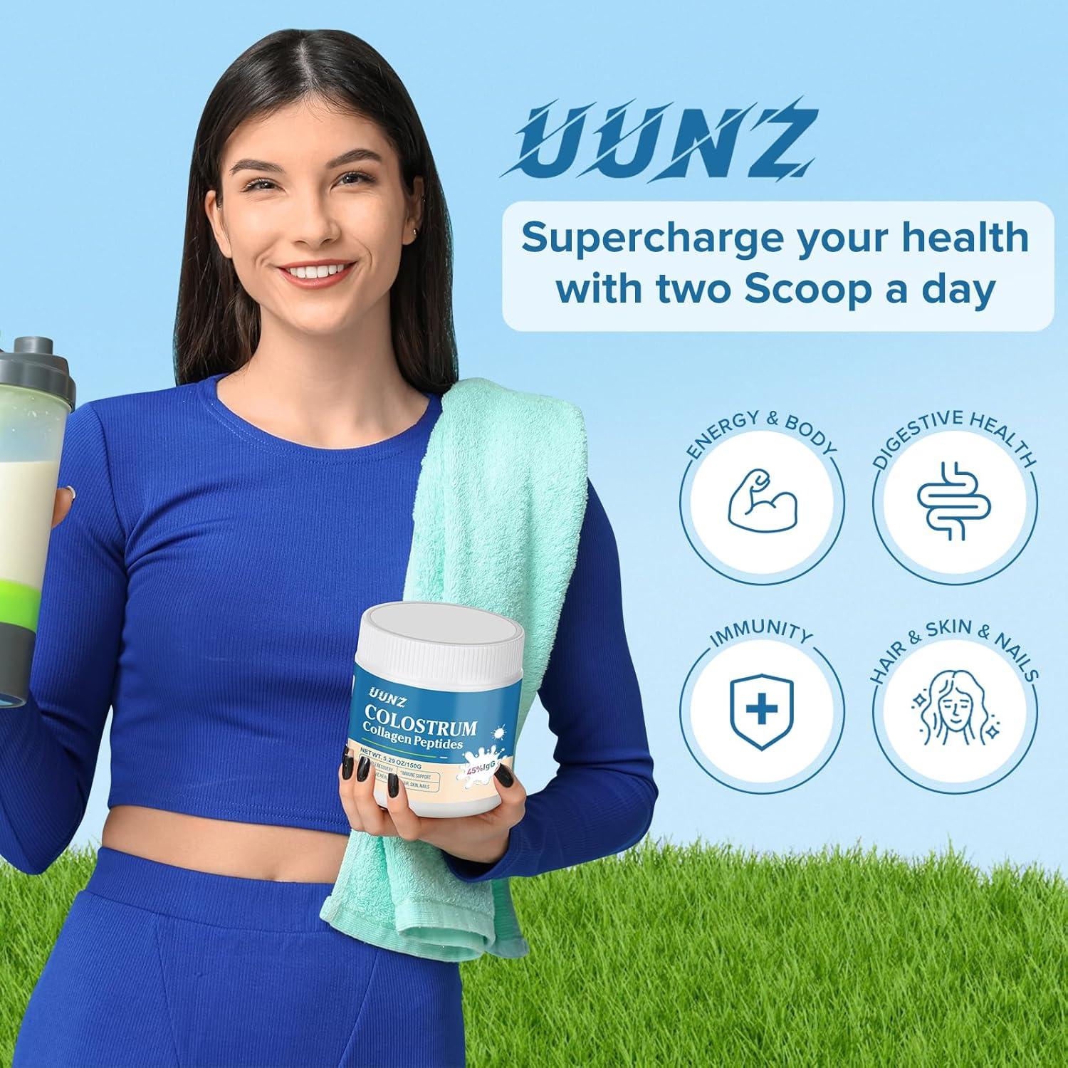 Polvo de Calostro Bovino UUNZ 150g con Colágeno Sin Sabor