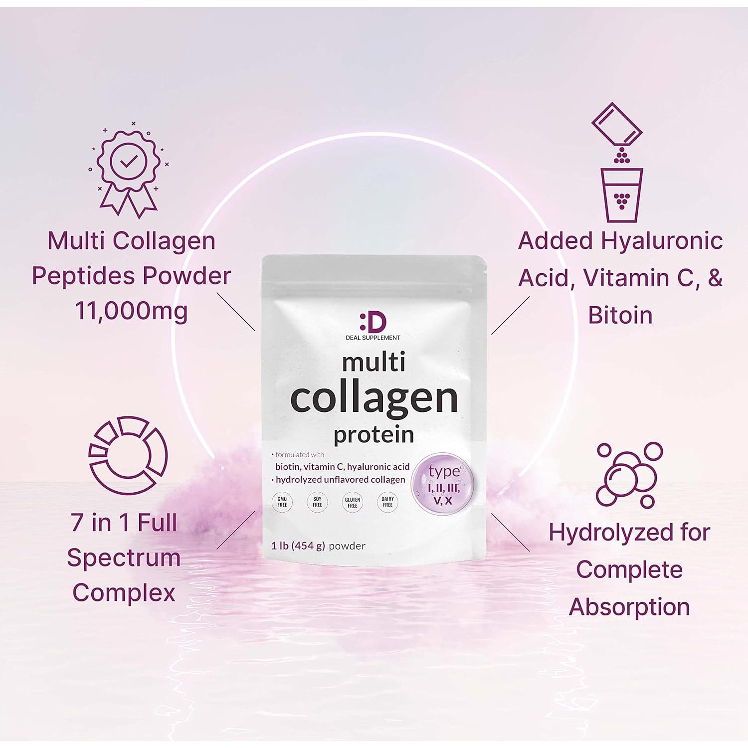 Proteína en polvo de colágeno múltiple Suplemento Deal 0.45kg