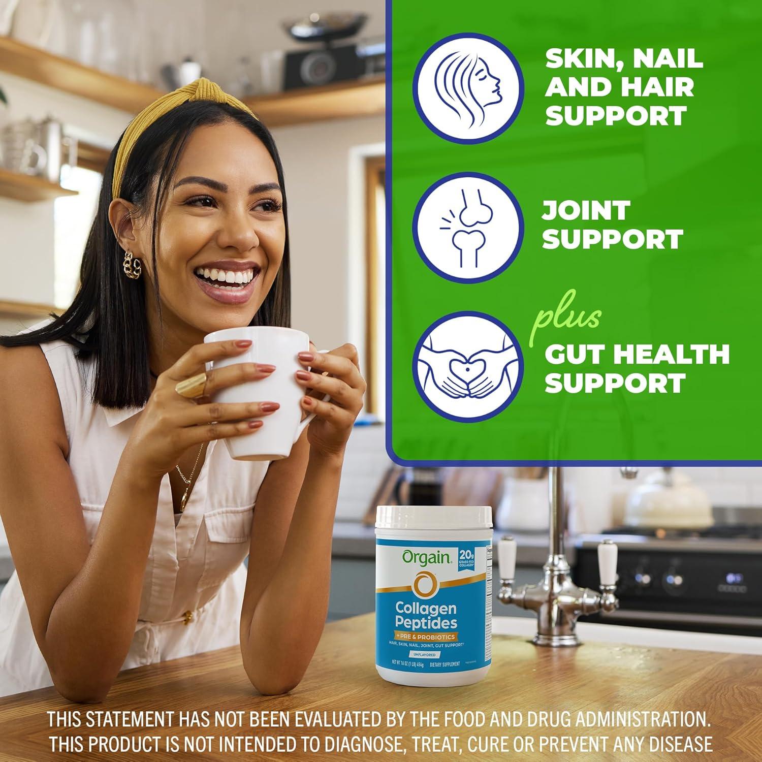 Polvo de Colágeno Hidrolizado Orgain 0.45kg + Probioticos