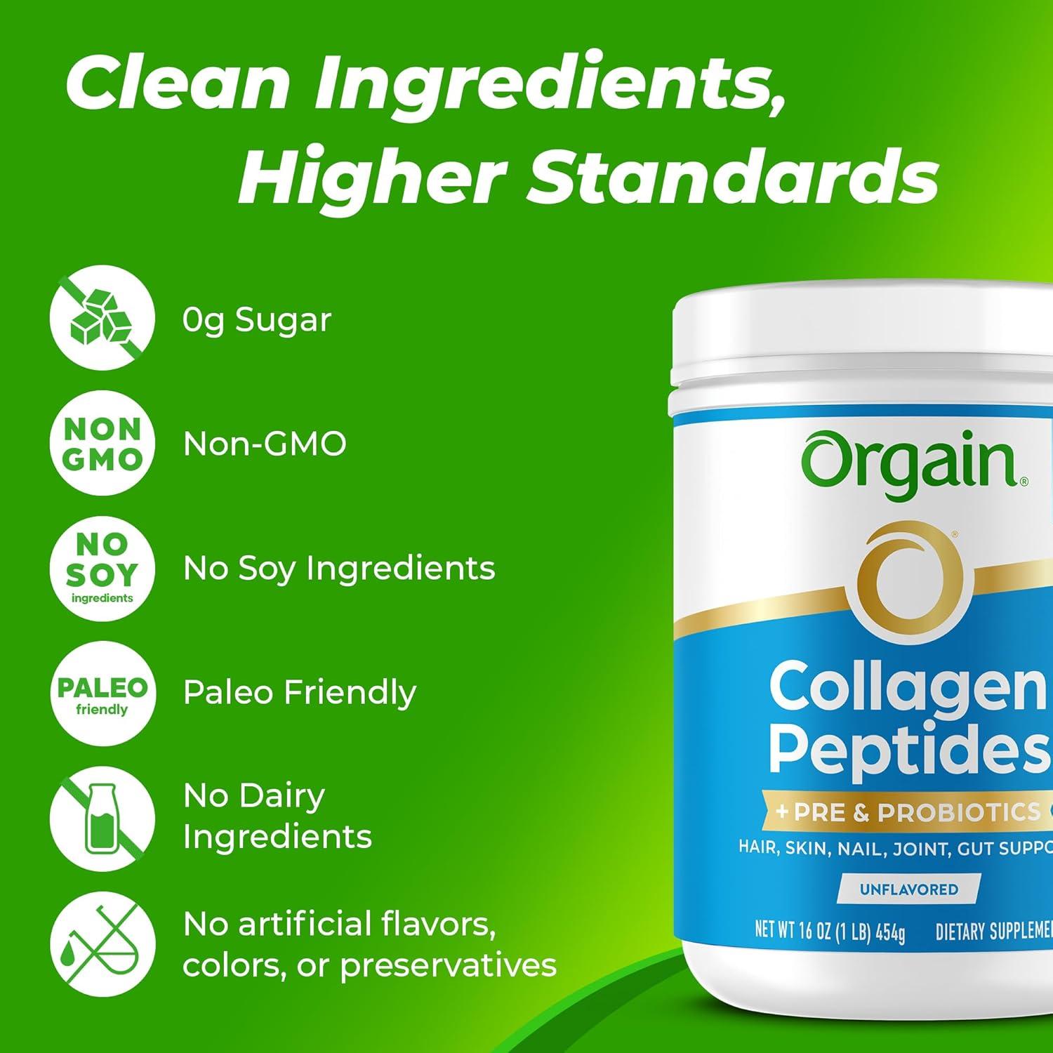 Polvo de Colágeno Hidrolizado Orgain 0.45kg + Probioticos