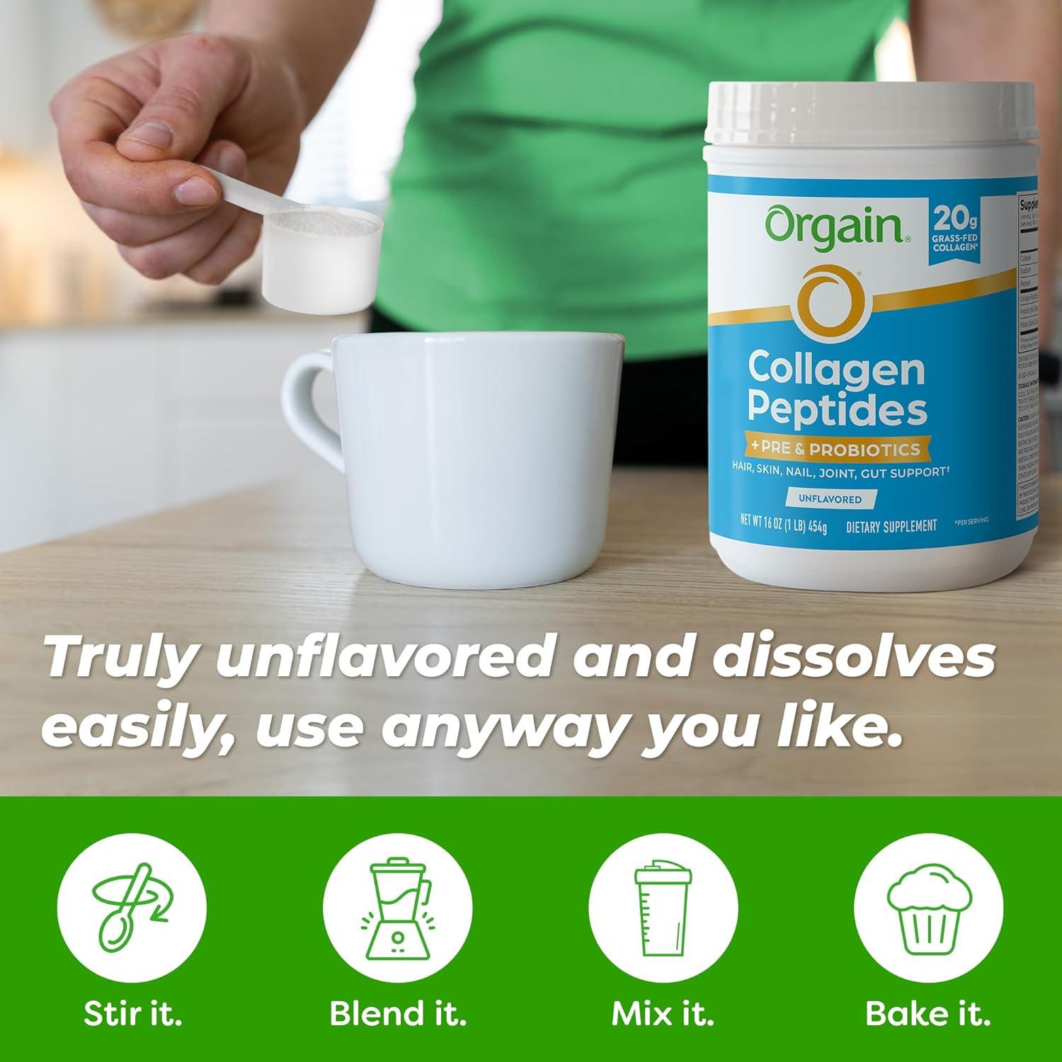 Polvo de Colágeno Hidrolizado Orgain 0.45kg + Probioticos