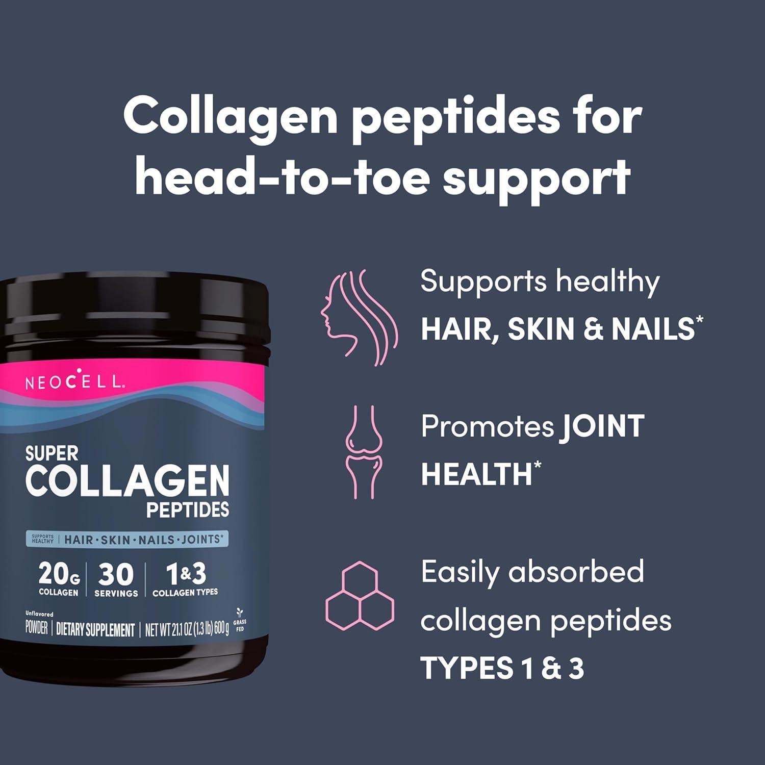 NeoCell Super Collagen Peptides 600 g Polvo Sin Sabor