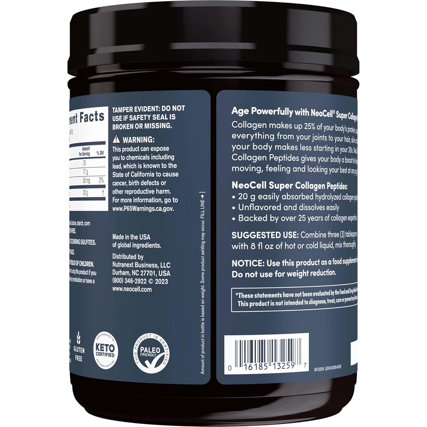 NeoCell Super Collagen Peptides 600 g Polvo Sin Sabor