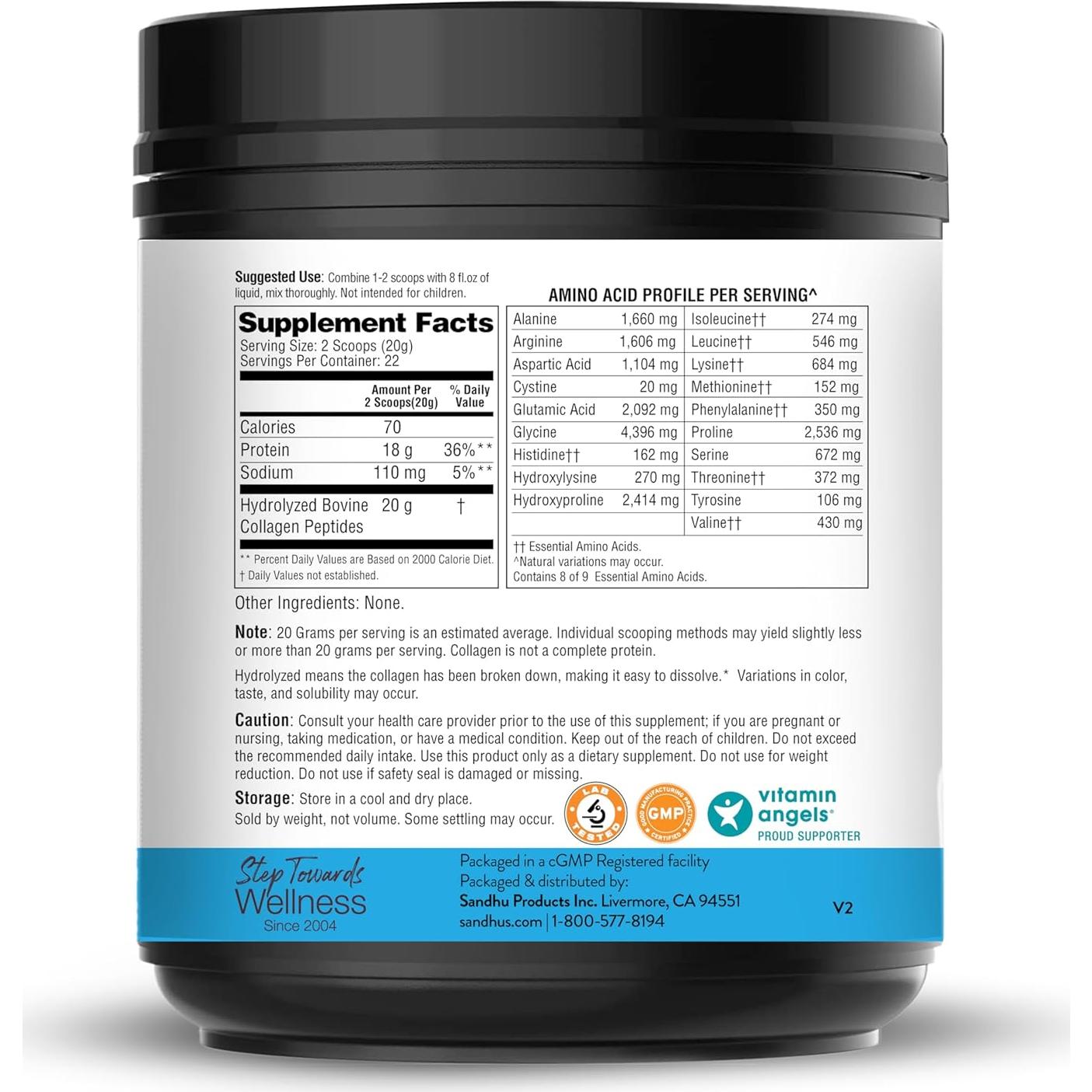 Polvo de Péptidos de Colágeno Sandhu 454 g Sin Sabor